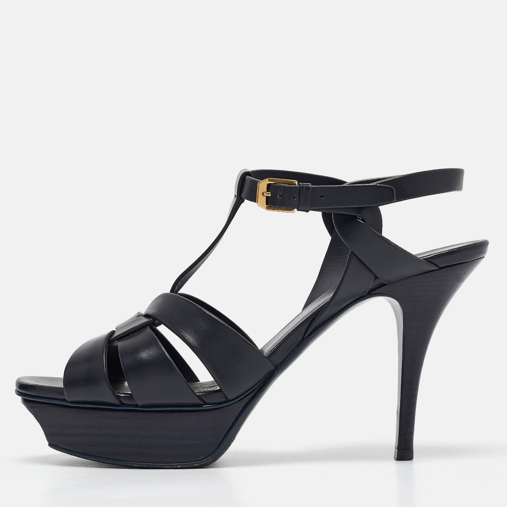 

Saint Laurent Navy Blue Leather Tribute Sandals Size