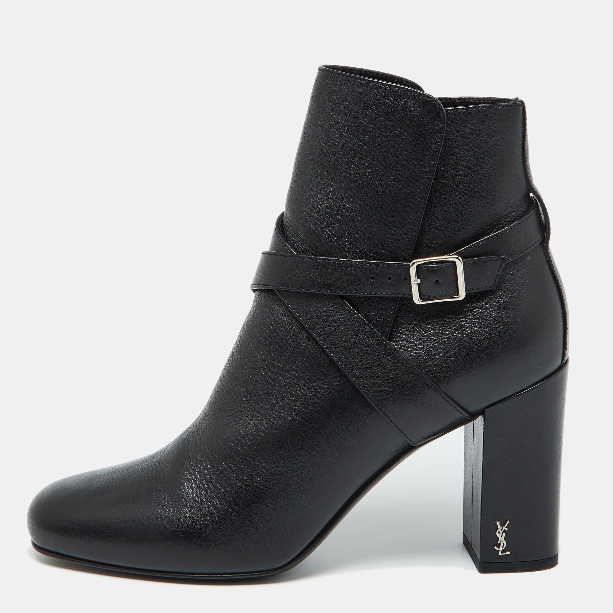 

Saint Laurent Black Leather Ankle Length Boots Size