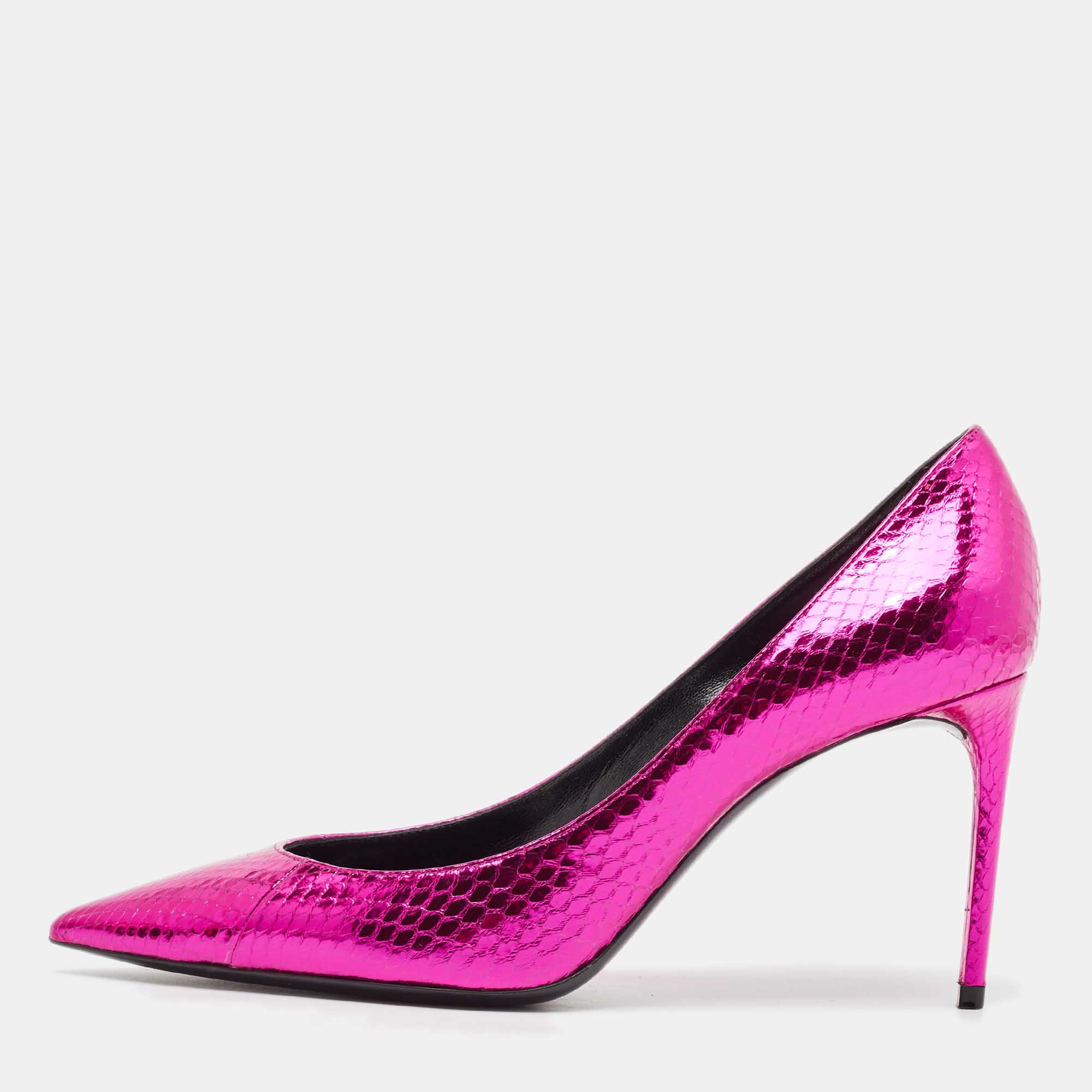 

Saint Laurent Pink Python Embossed Leather Pumps Size