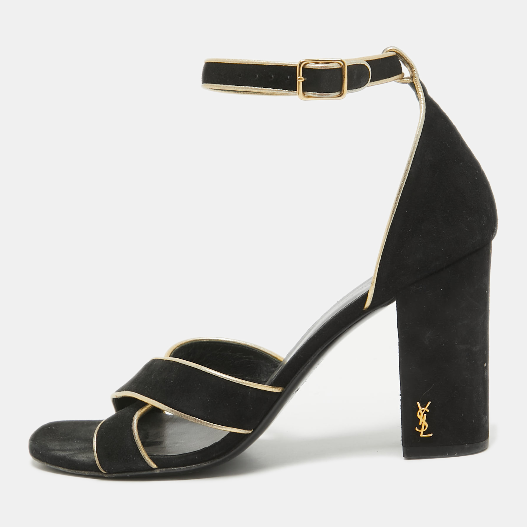 

Saint Laurent Black Suede Ankle Strap Sandals Size