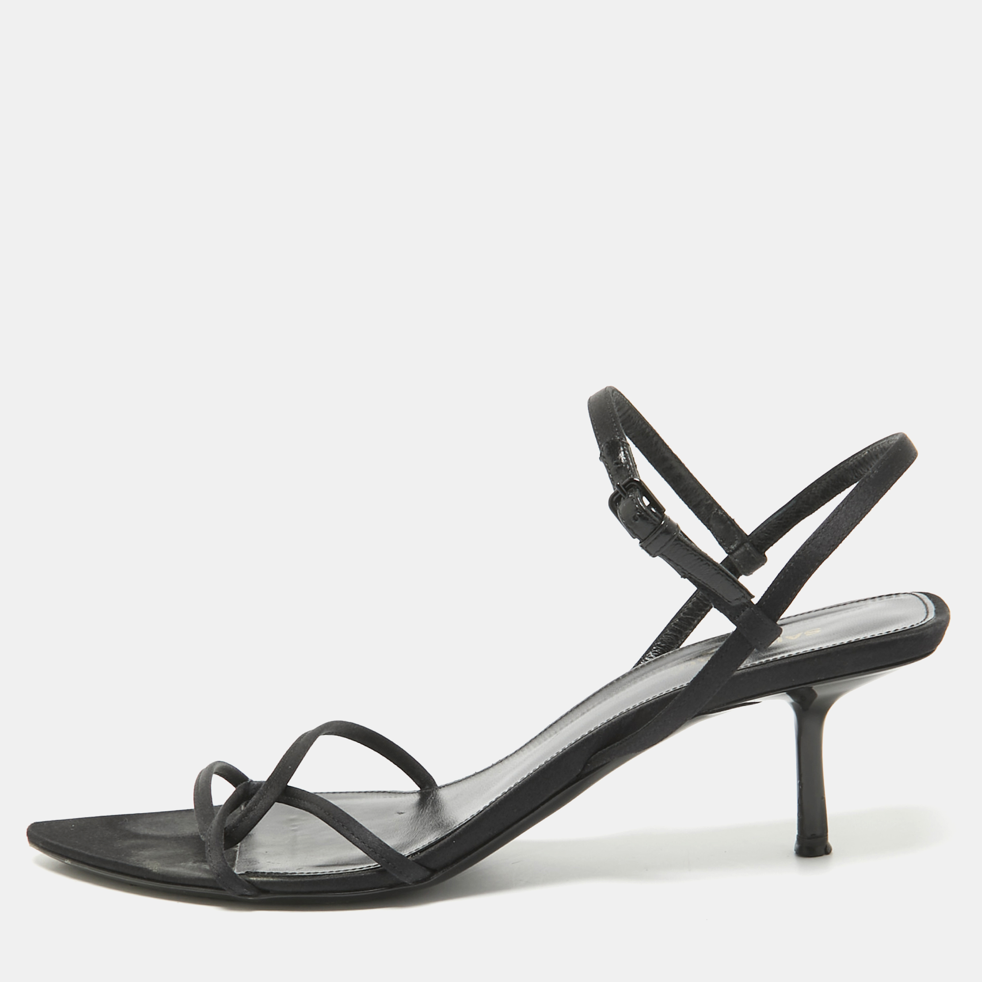 

Saint Laurent Black Satin Clara Sandals Size