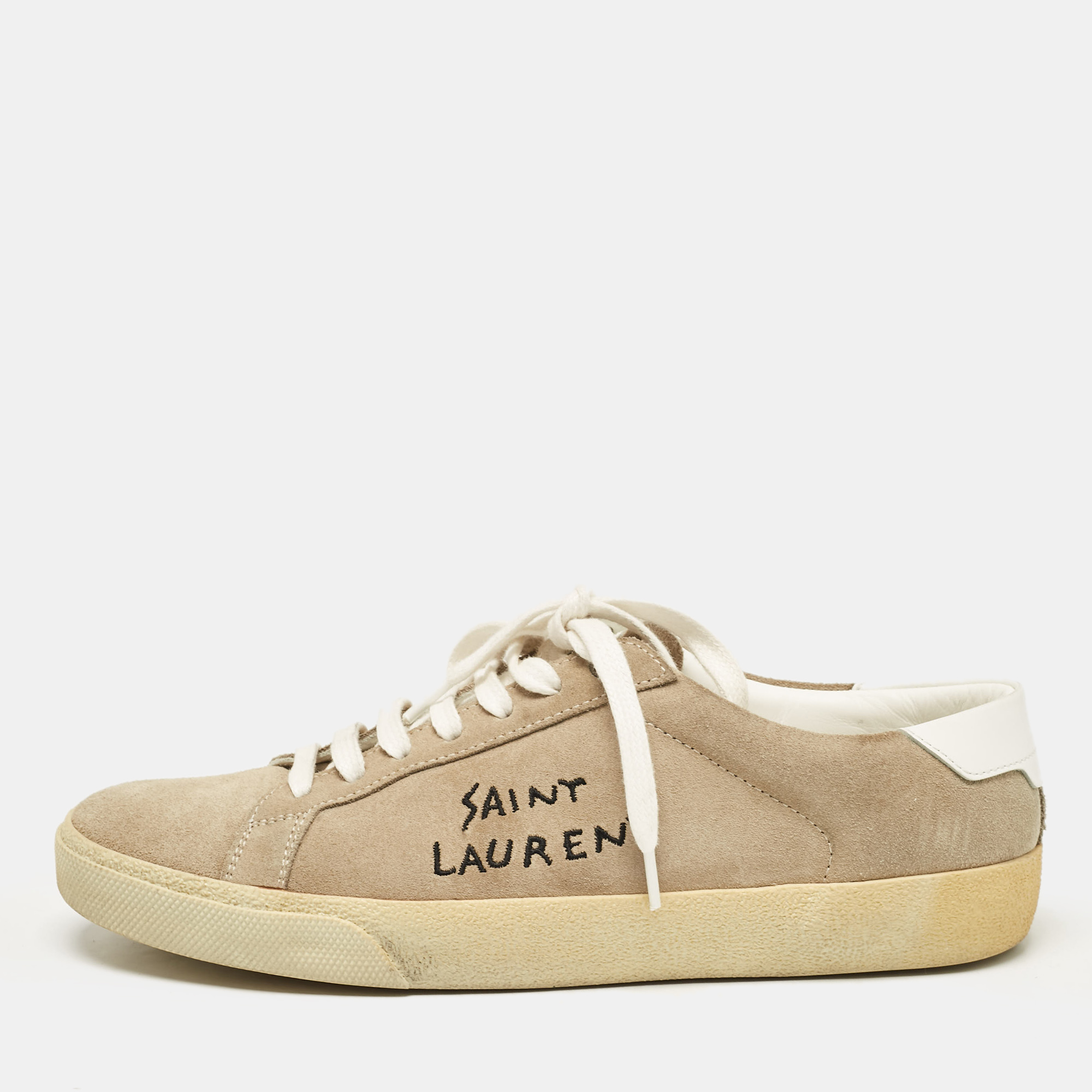 

Saint Laurent Beige Leather and Suede Court Classic Sneakers Size