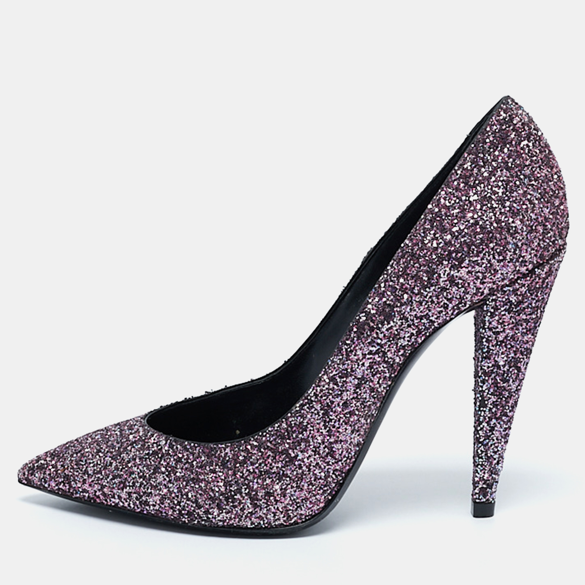 

Saint Laurent Purple Glitter Pointed Toe Pumps Size