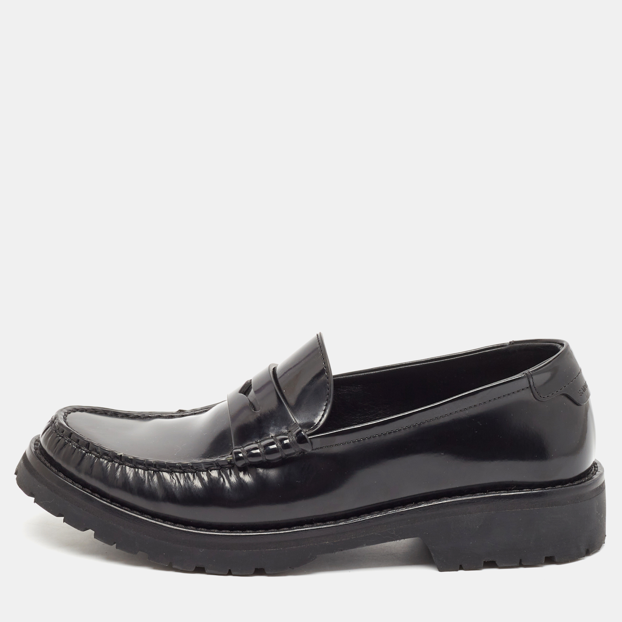 

Saint Laurent Black Leather Penny Loafers Size