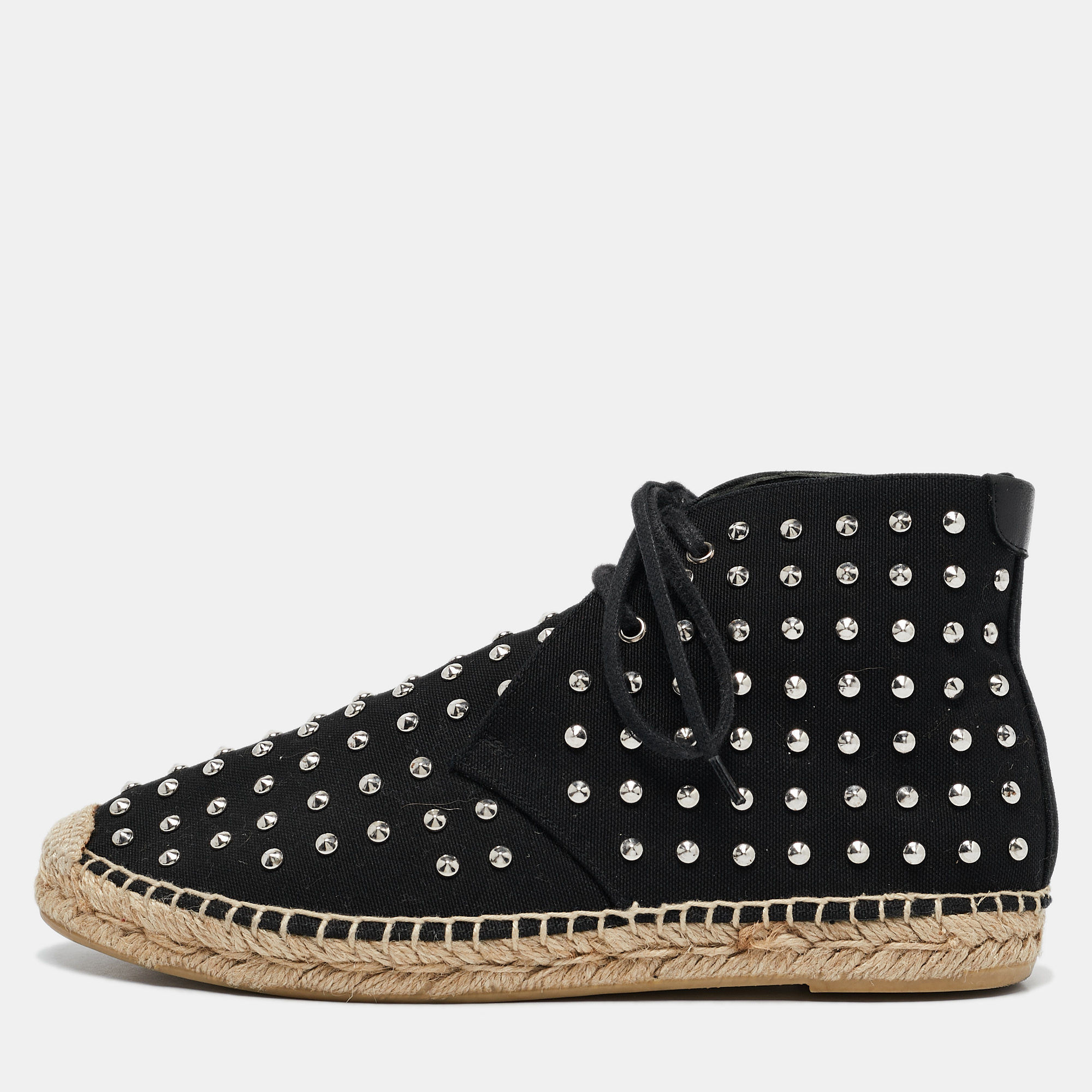 

Saint Laurent Black Canvas Stud Embellished High Top Sneakers Size