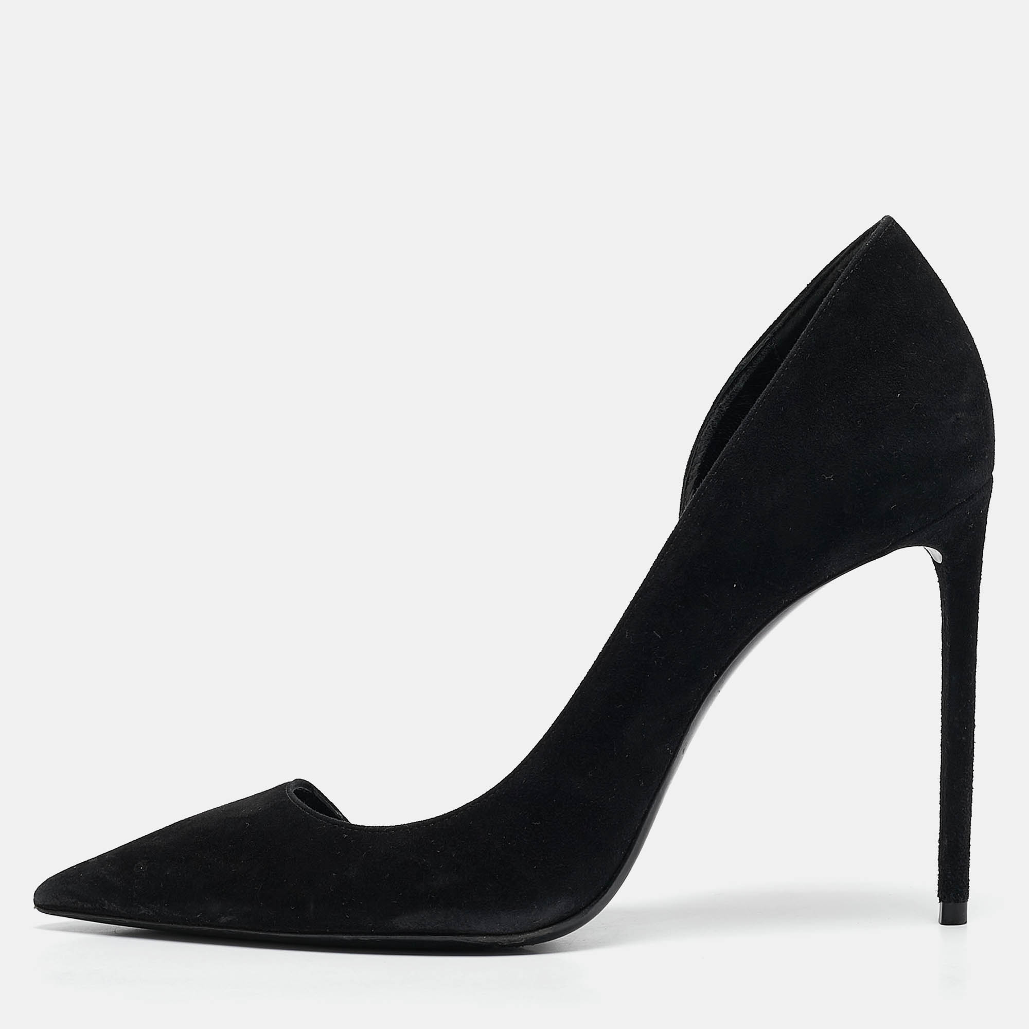 

Saint Laurent Black Suede Pointed Toe D'orsay Pumps Size