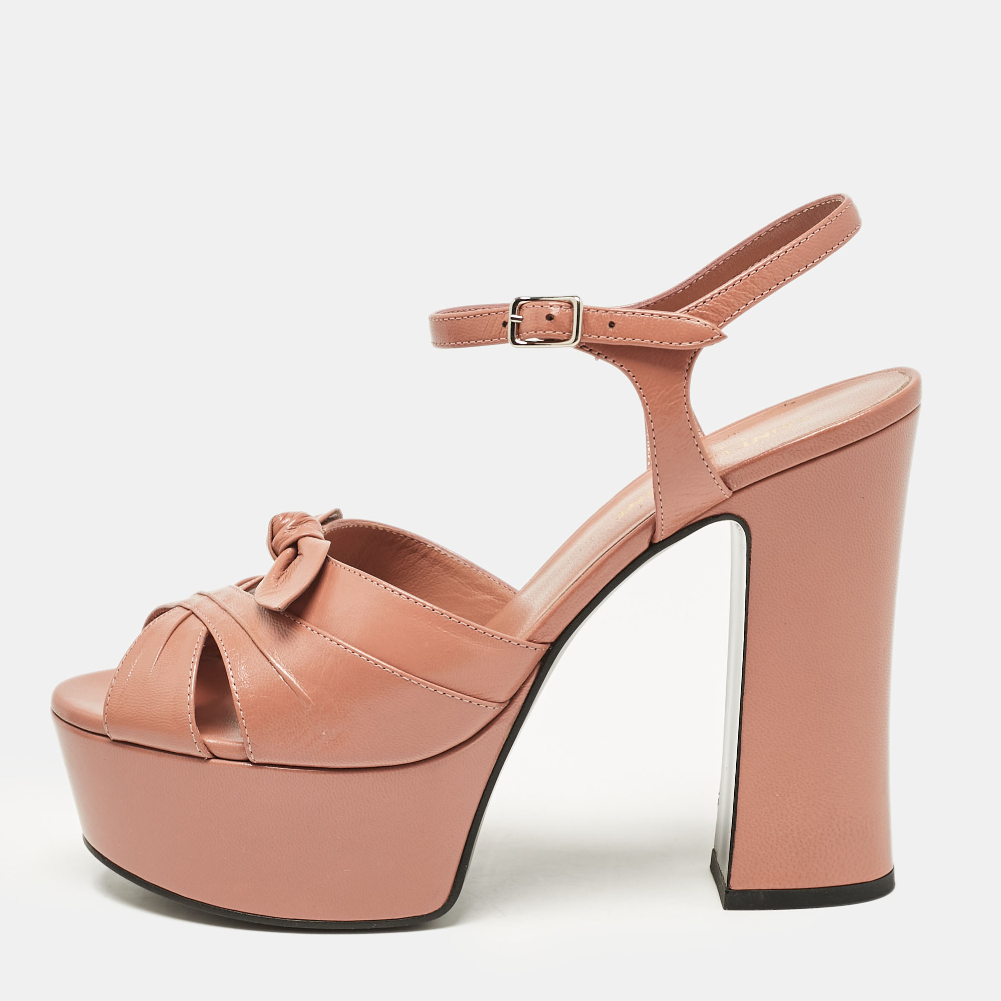 

Saint Laurent Dusty Pink Leather Candy Platform Sandals Size