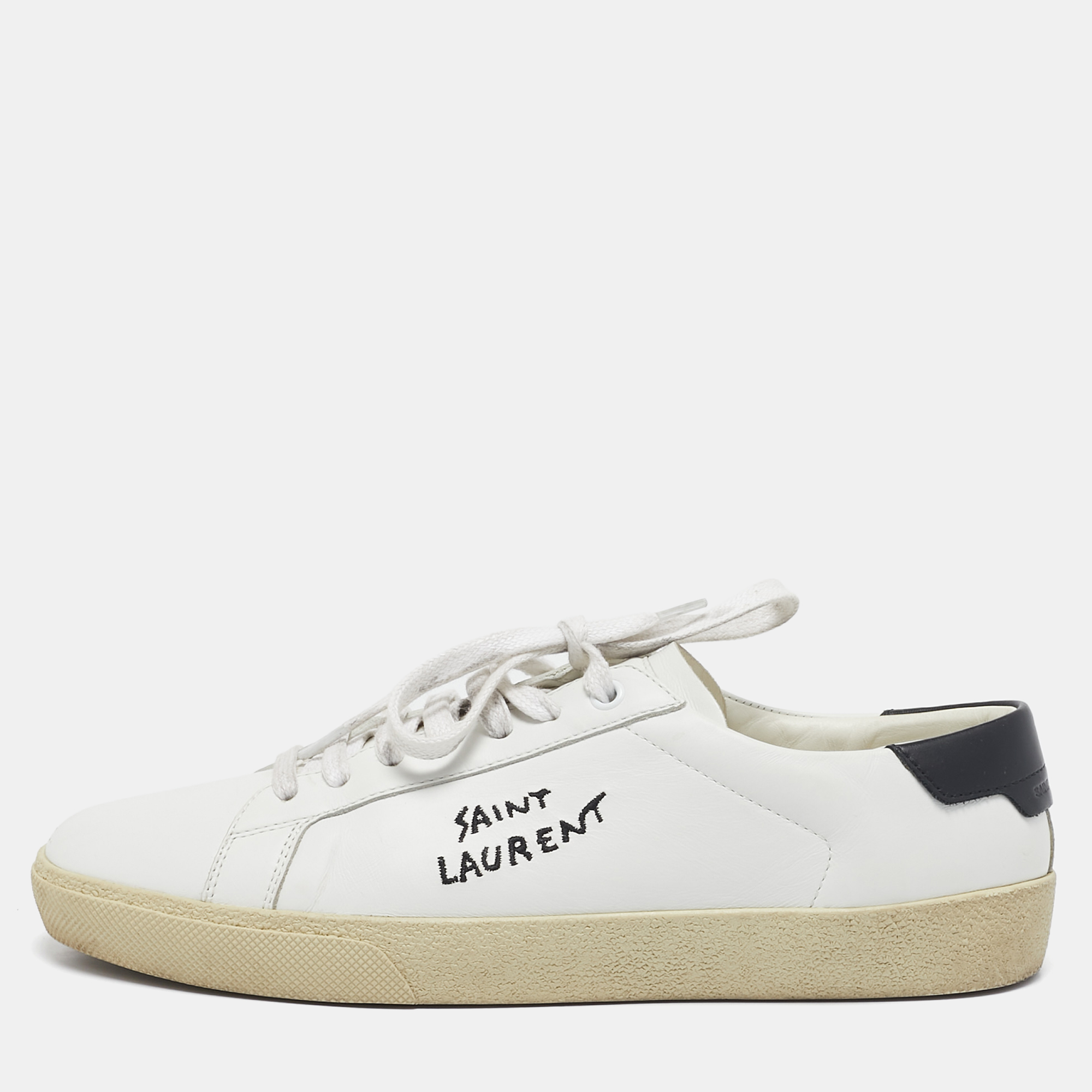 

Saint Laurent White Leather Court Classic SL/06 Sneakers Size