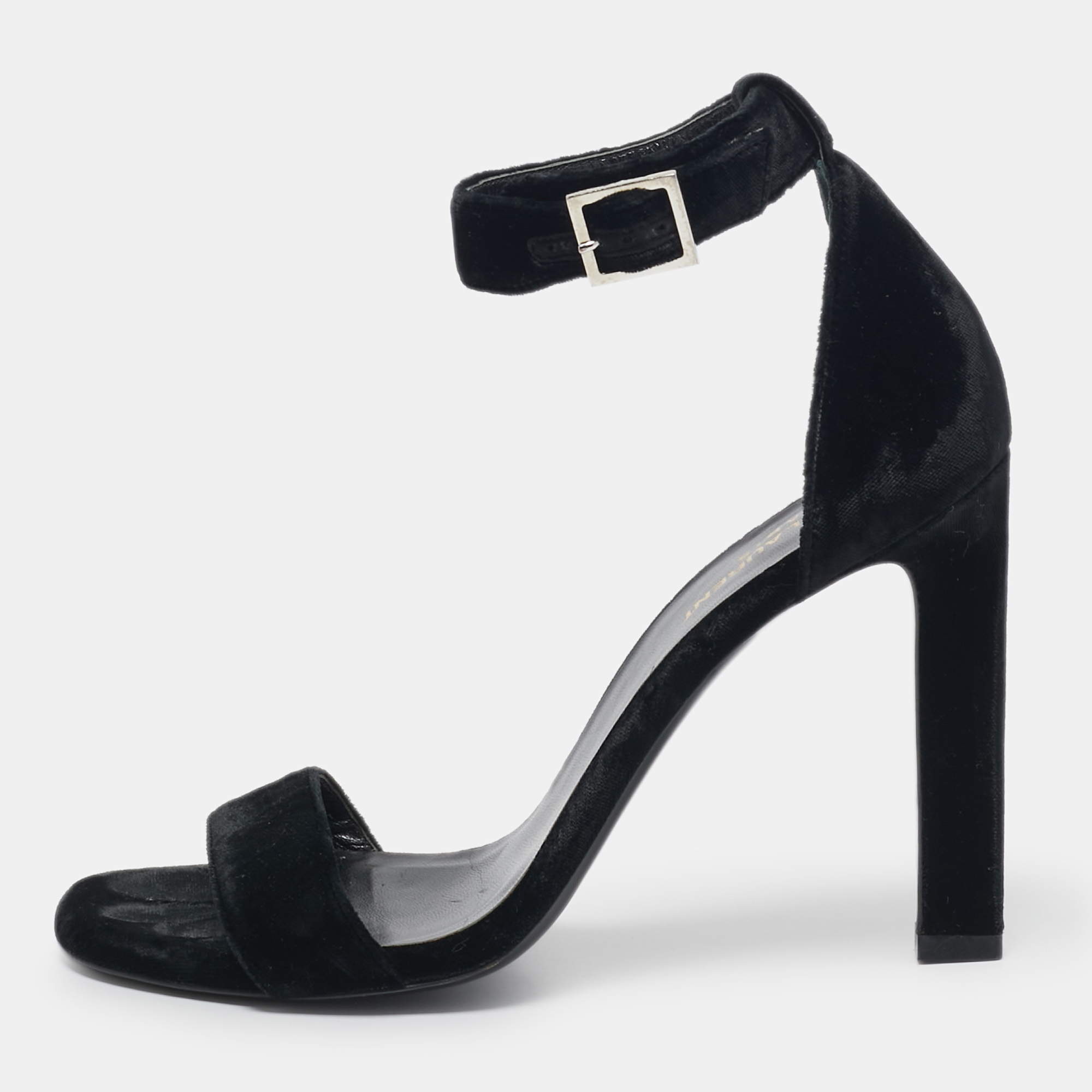 

Saint Laurent Black Velvet Grace Sandals Size