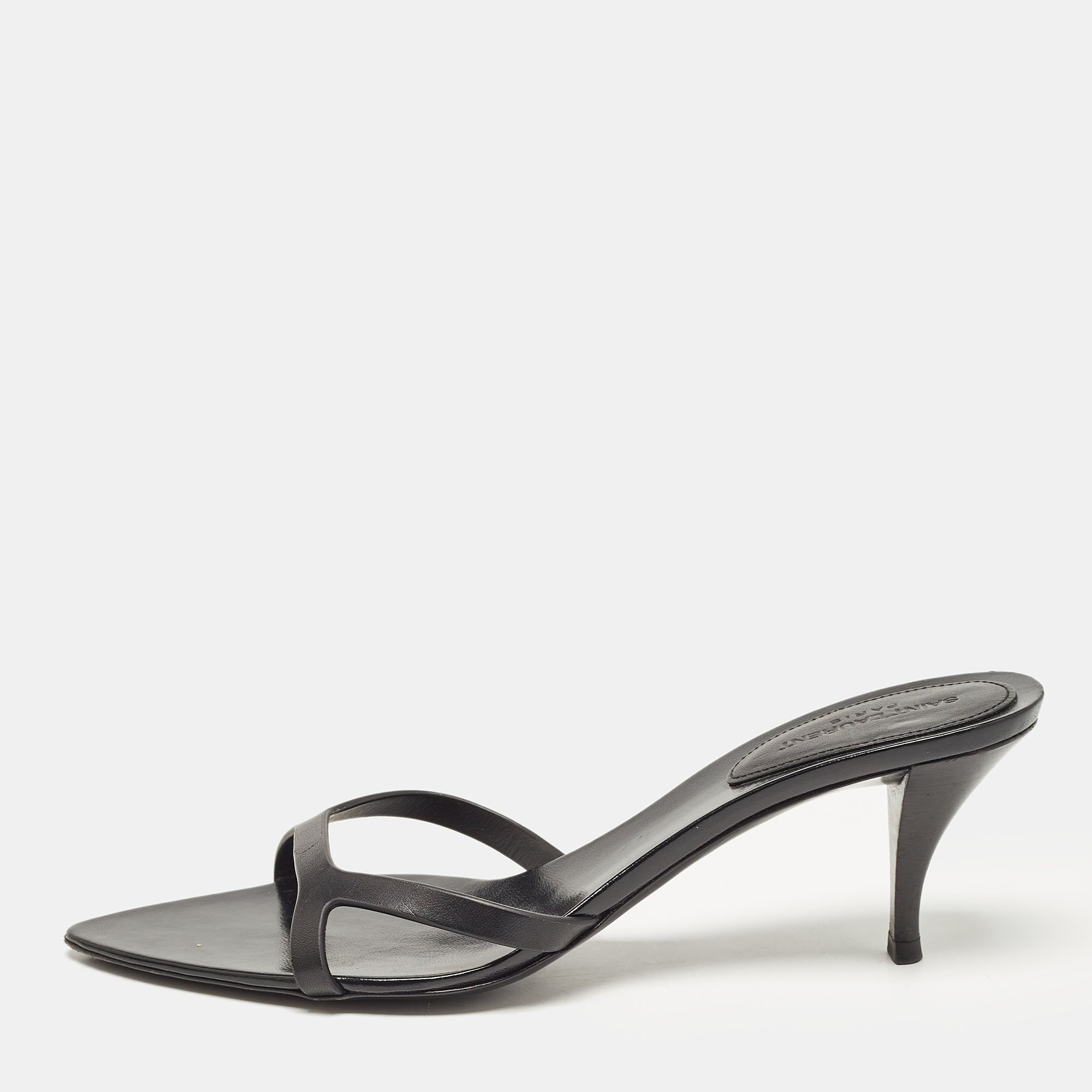 

Saint Laurent Black Leather Carla Sandals Size