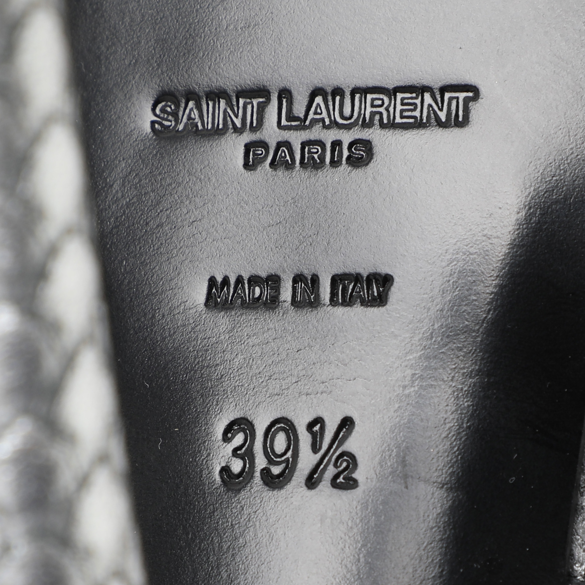 Saint Laurent Paris Silver Python Embossed Leather Tribute Platform Sandals Size 38.5 