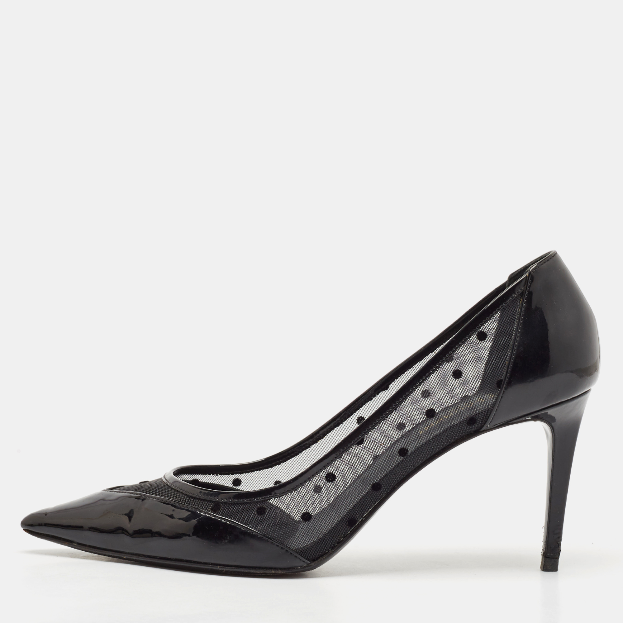 

Saint Laurent Black Mesh and Leather Pointed Toe Pumps Size