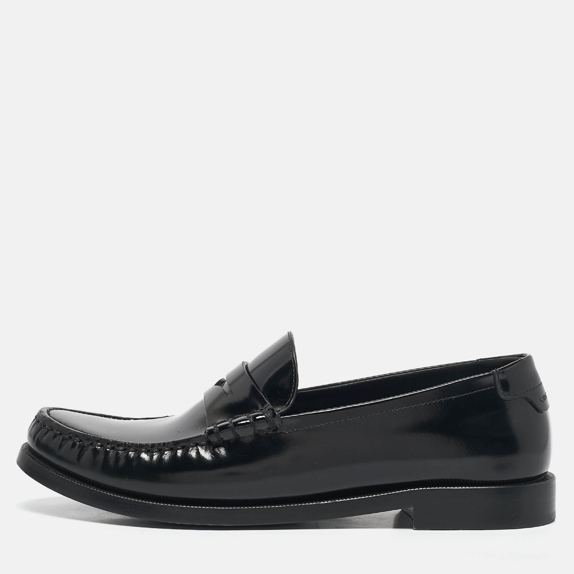 

Saint Laurent Black Brushed Leather Le Penny Loafers Size