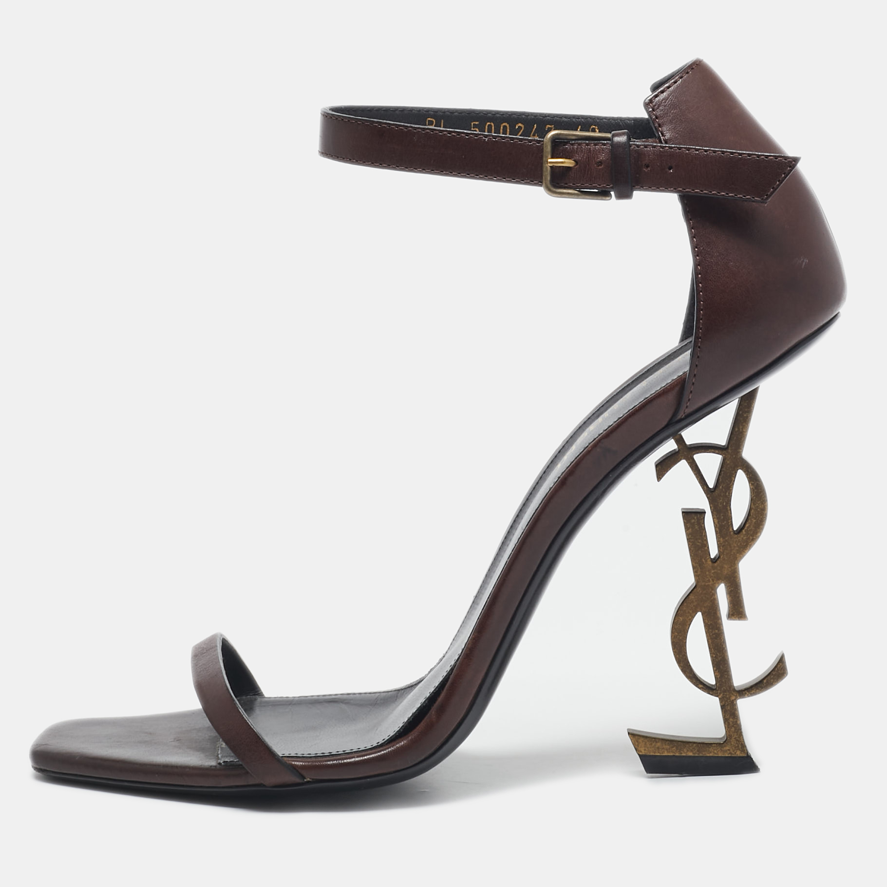 

Saint Laurent Brown Leather Opyum Ankle Strap Sandals Size