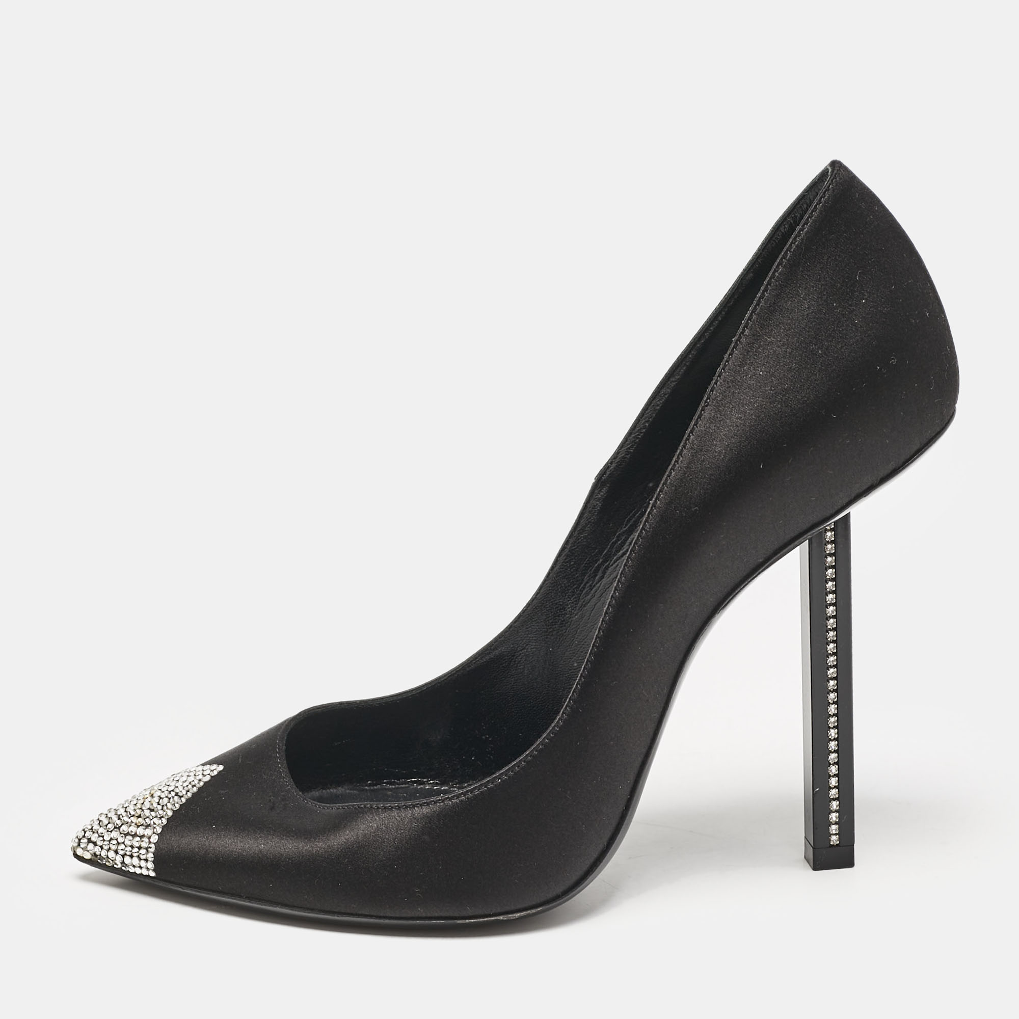 

Saint Laurent Black Satin Tower Pumps Size