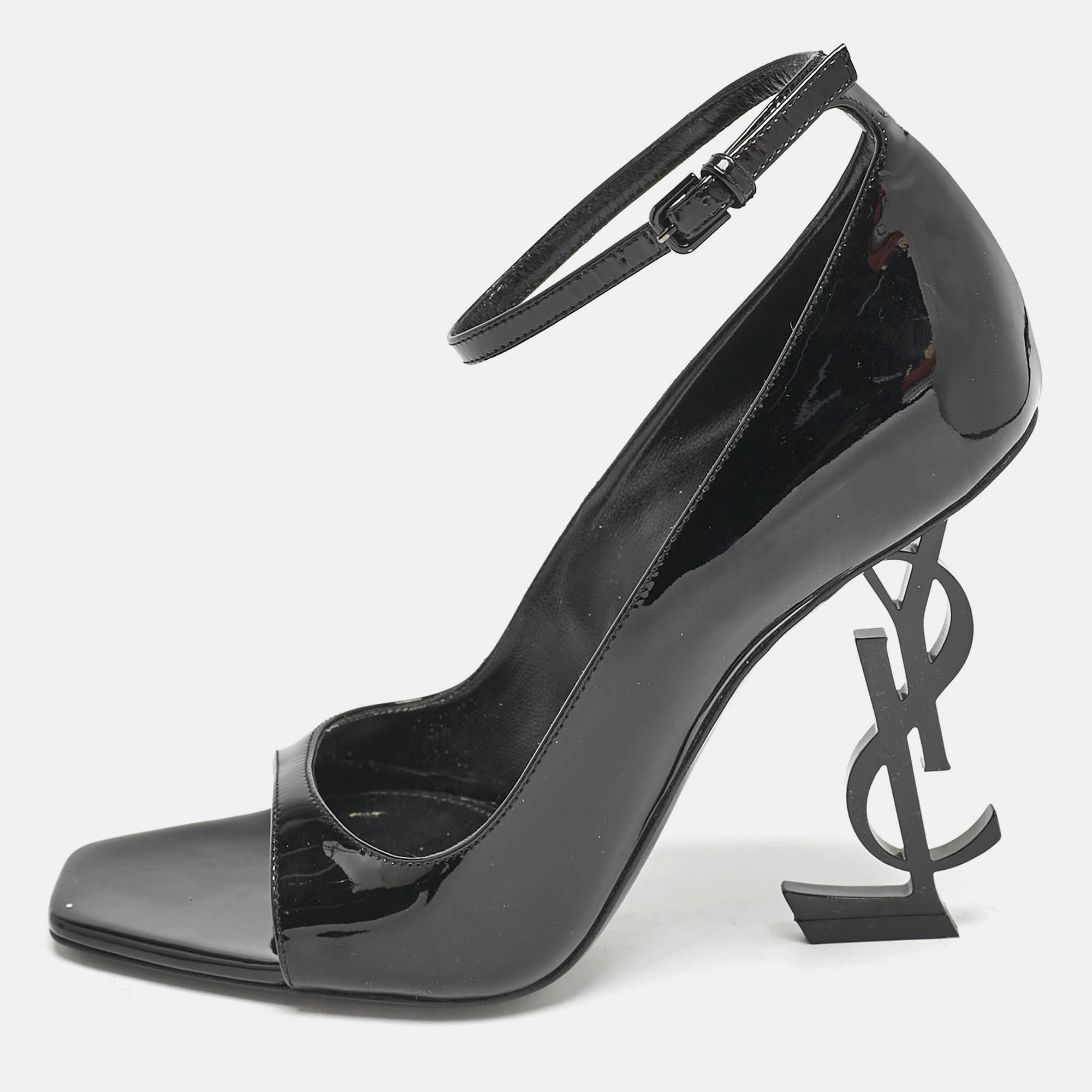 

Saint Laurent Black Patent Leather Opyum Peep Toe Pumps Size