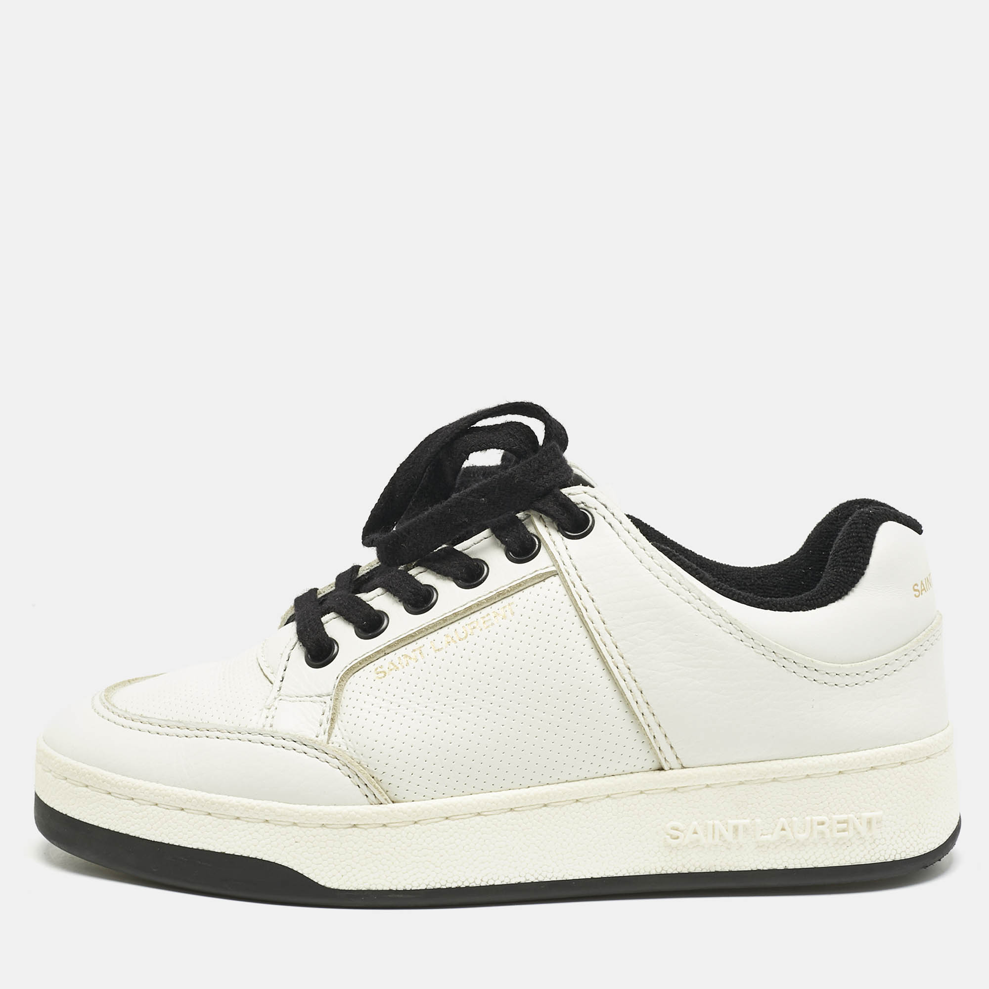 

Saint Laurent White Perforated Leather SL/61 Sneakers Size