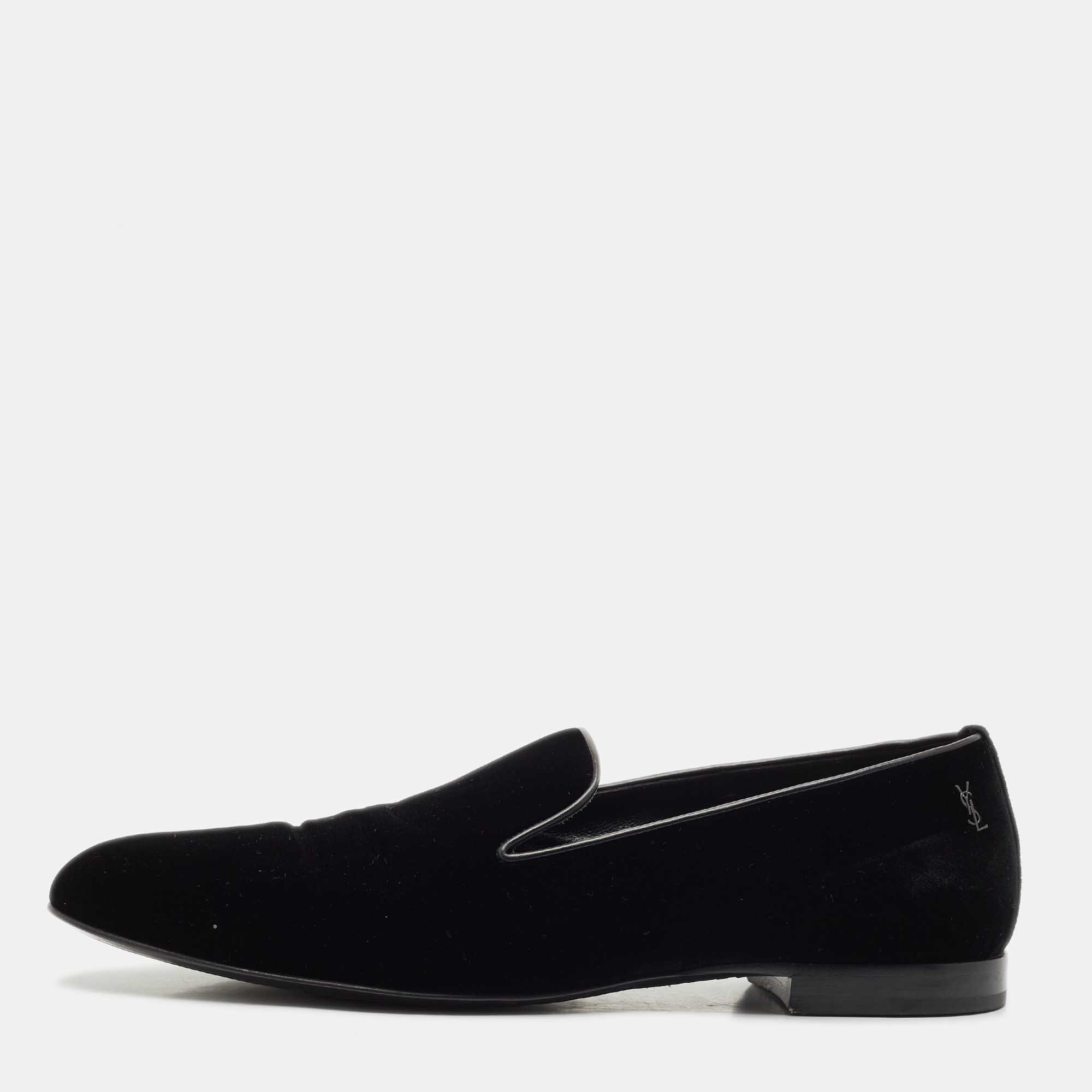

Saint Laurent Black Velvet Smoking Slippers Size