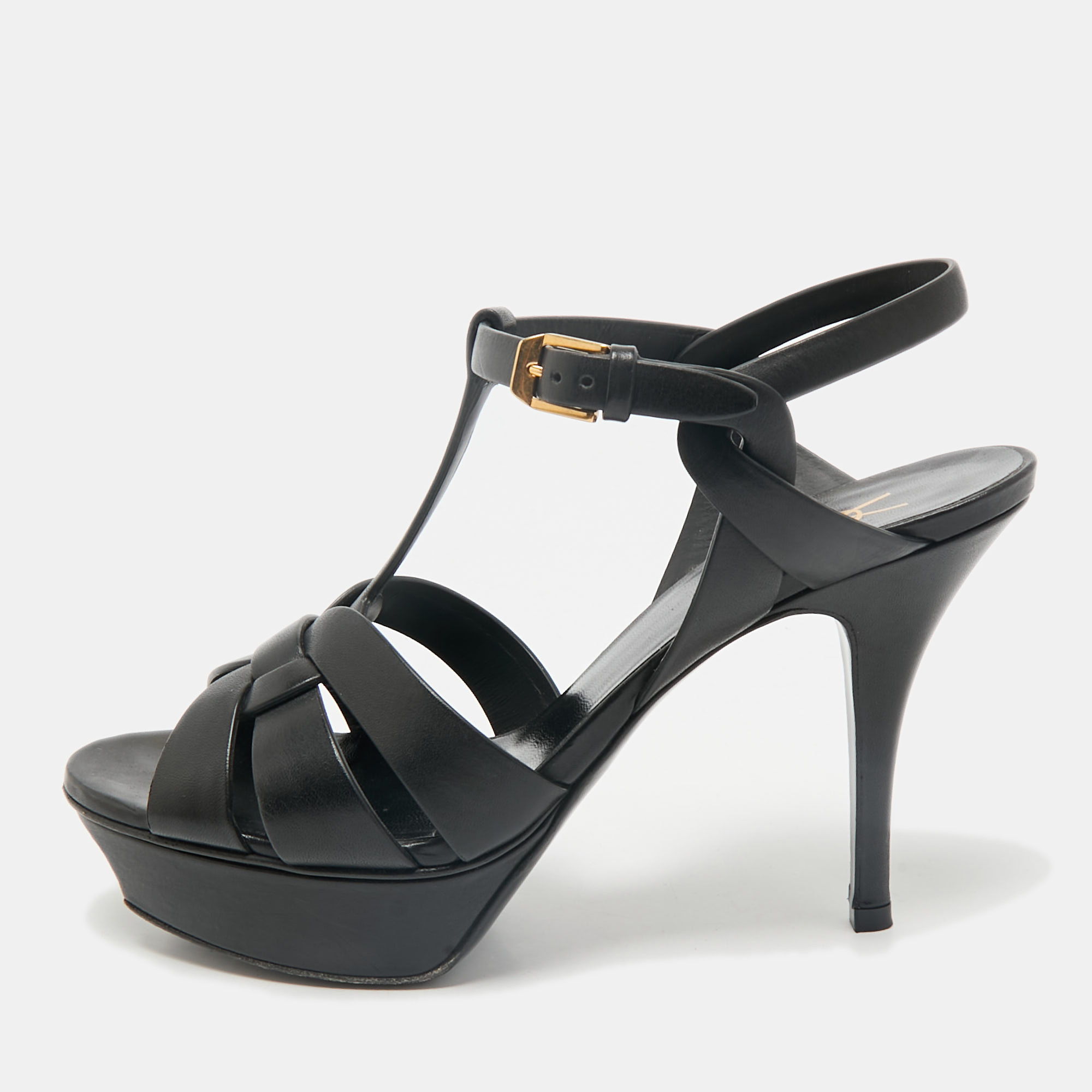 

Saint Laurent Black Leather Tribute Platform Sandals Size