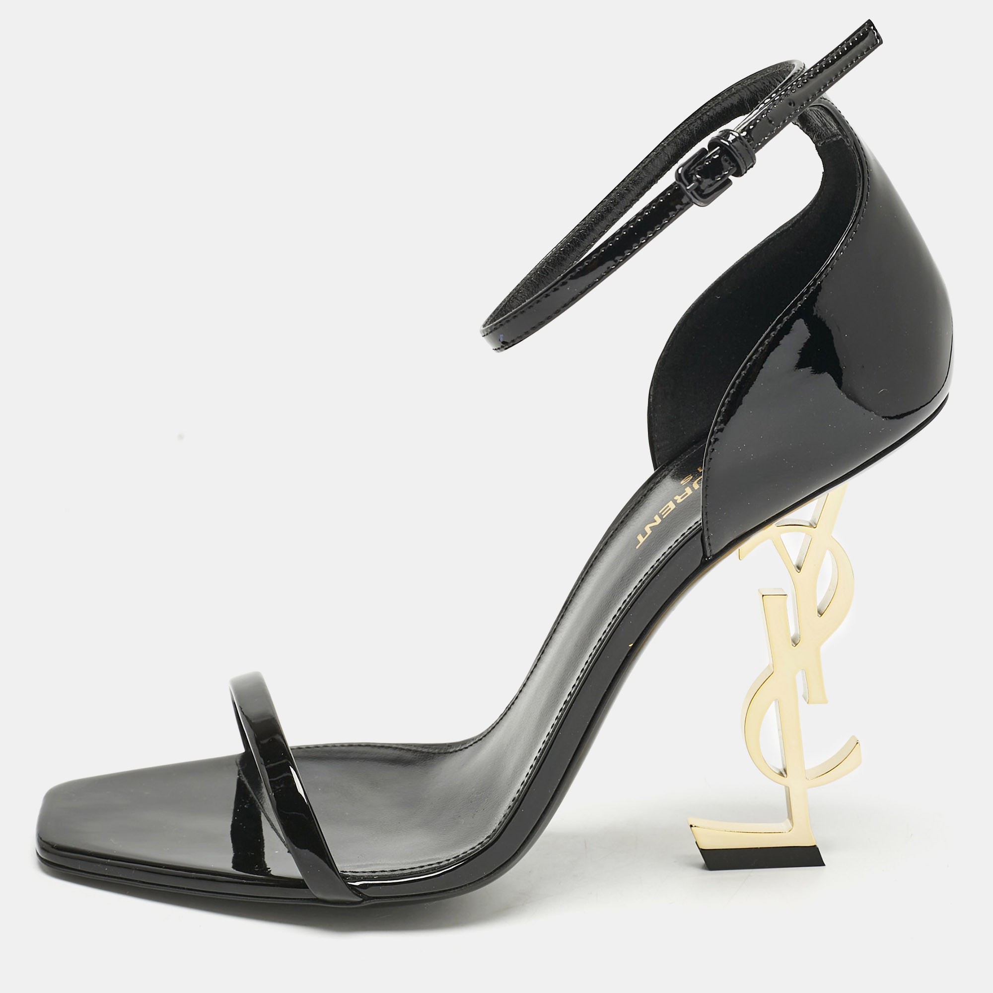 

Saint Laurent Black Patent Leather Opyum Sandals Size