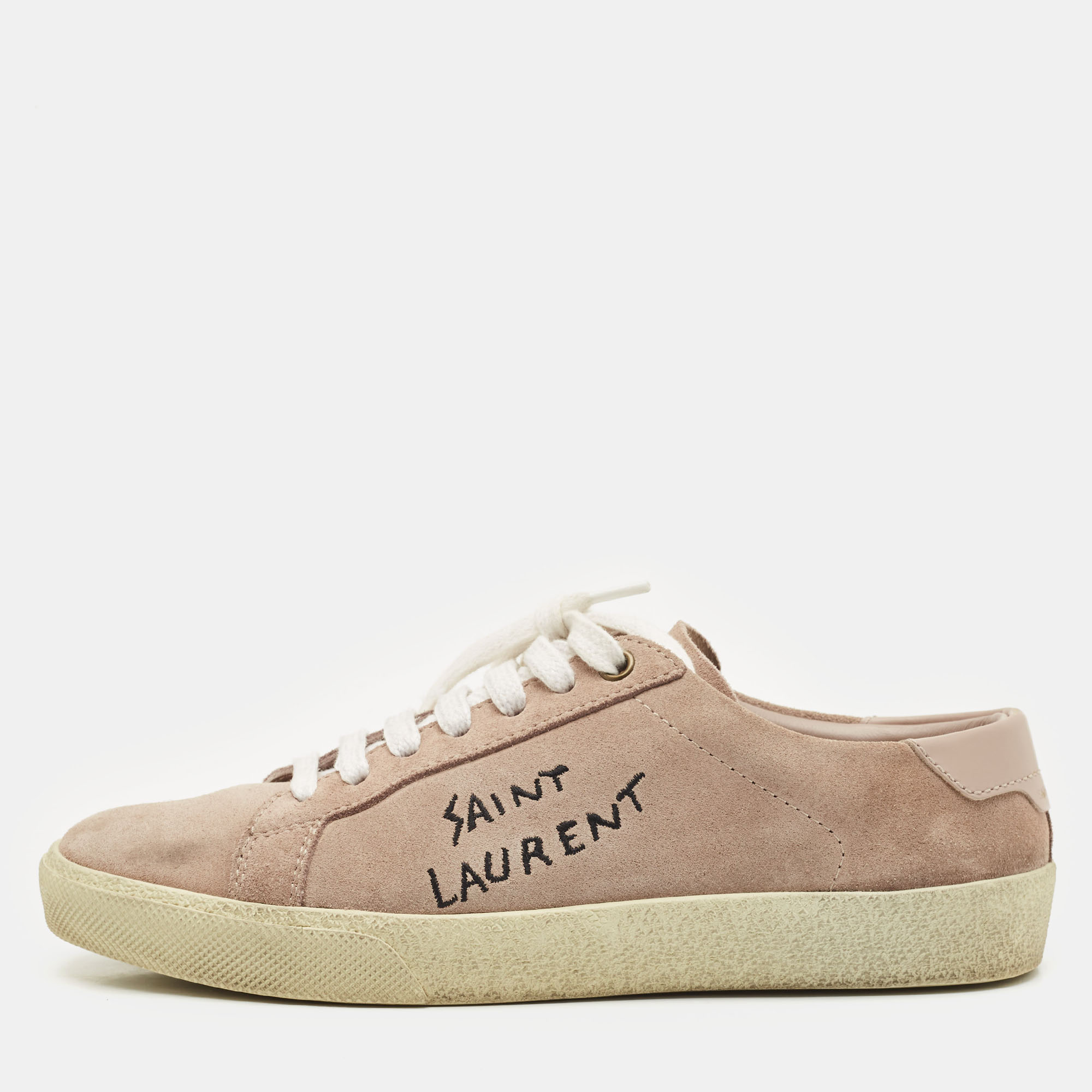 

Saint Laurent Dusty Pink Suede Court Classic Low Top Sneakers Size