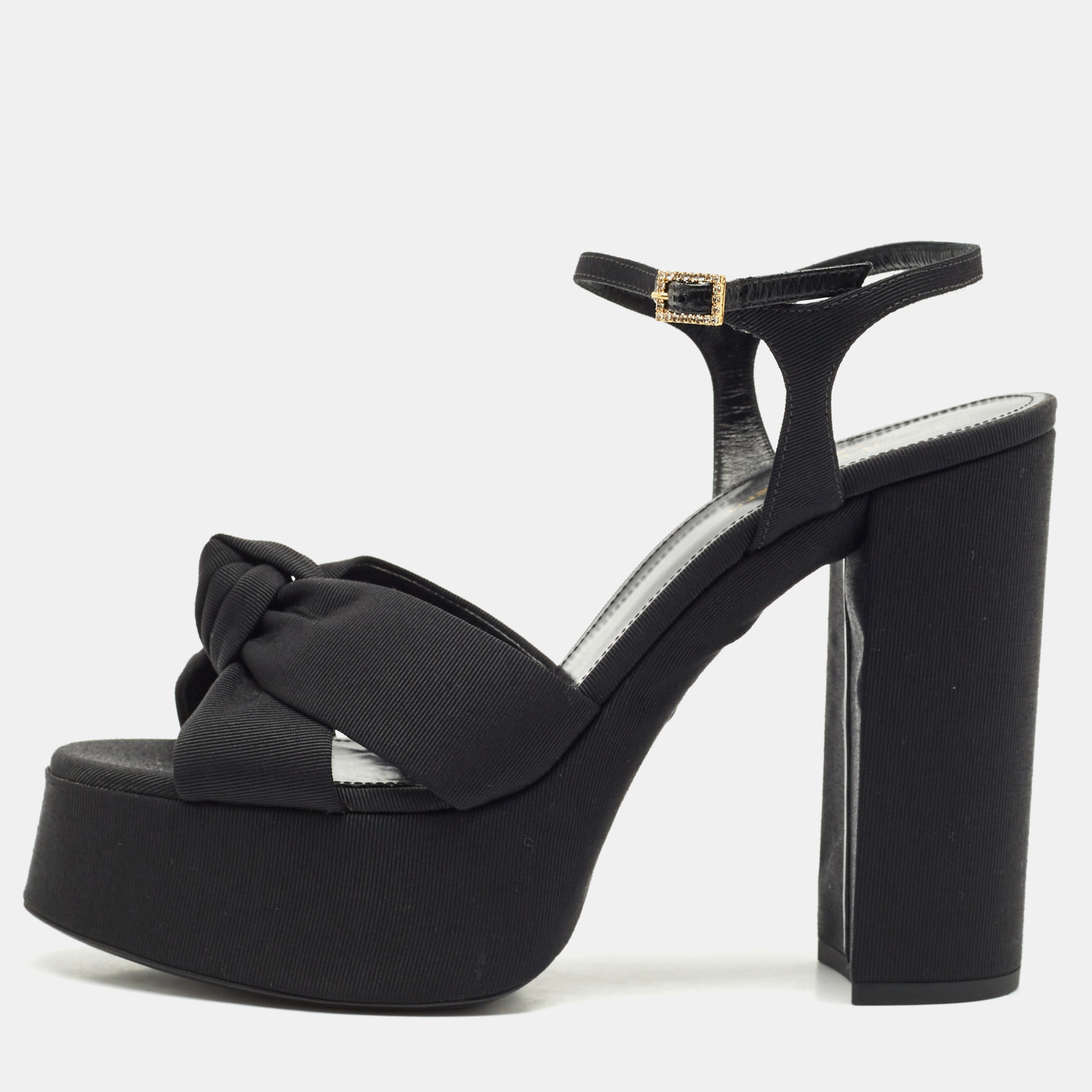 

Saint Laurent Black Canvas Candy Platform Sandals Size