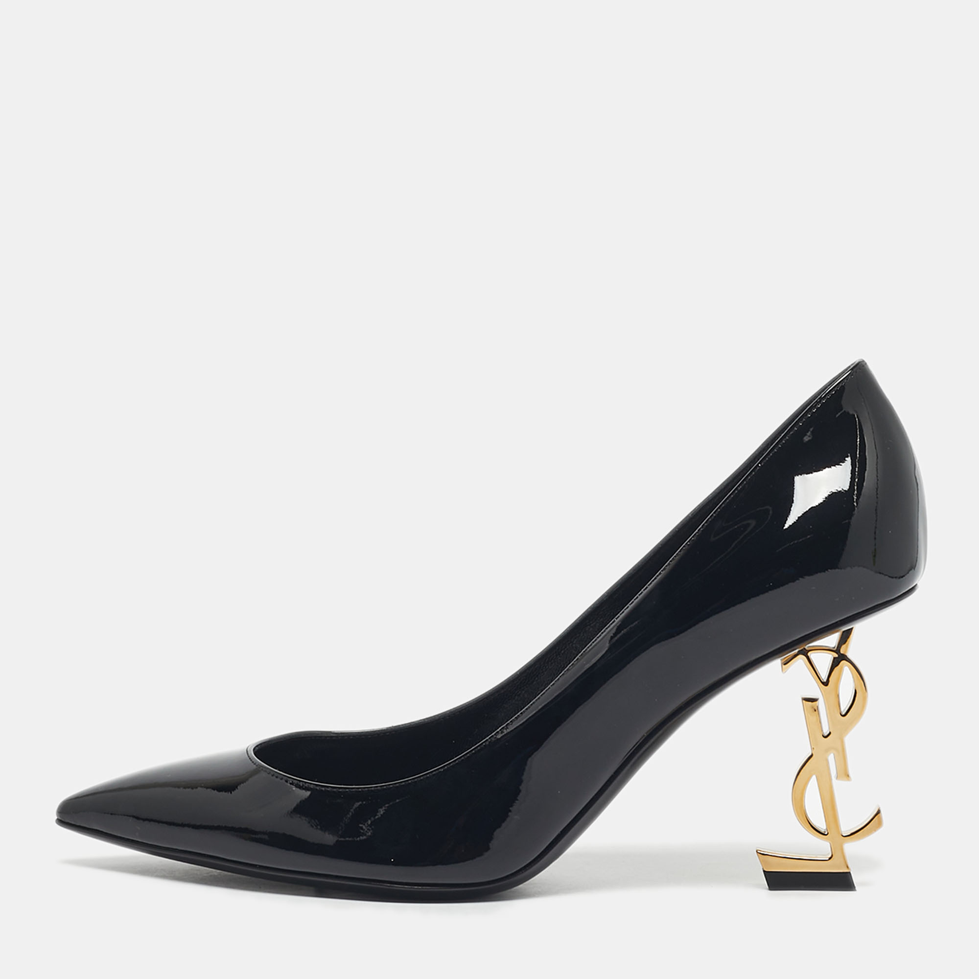 Pre-owned Saint Laurent Black Patent Leather Opyum Pumps Size 36.5