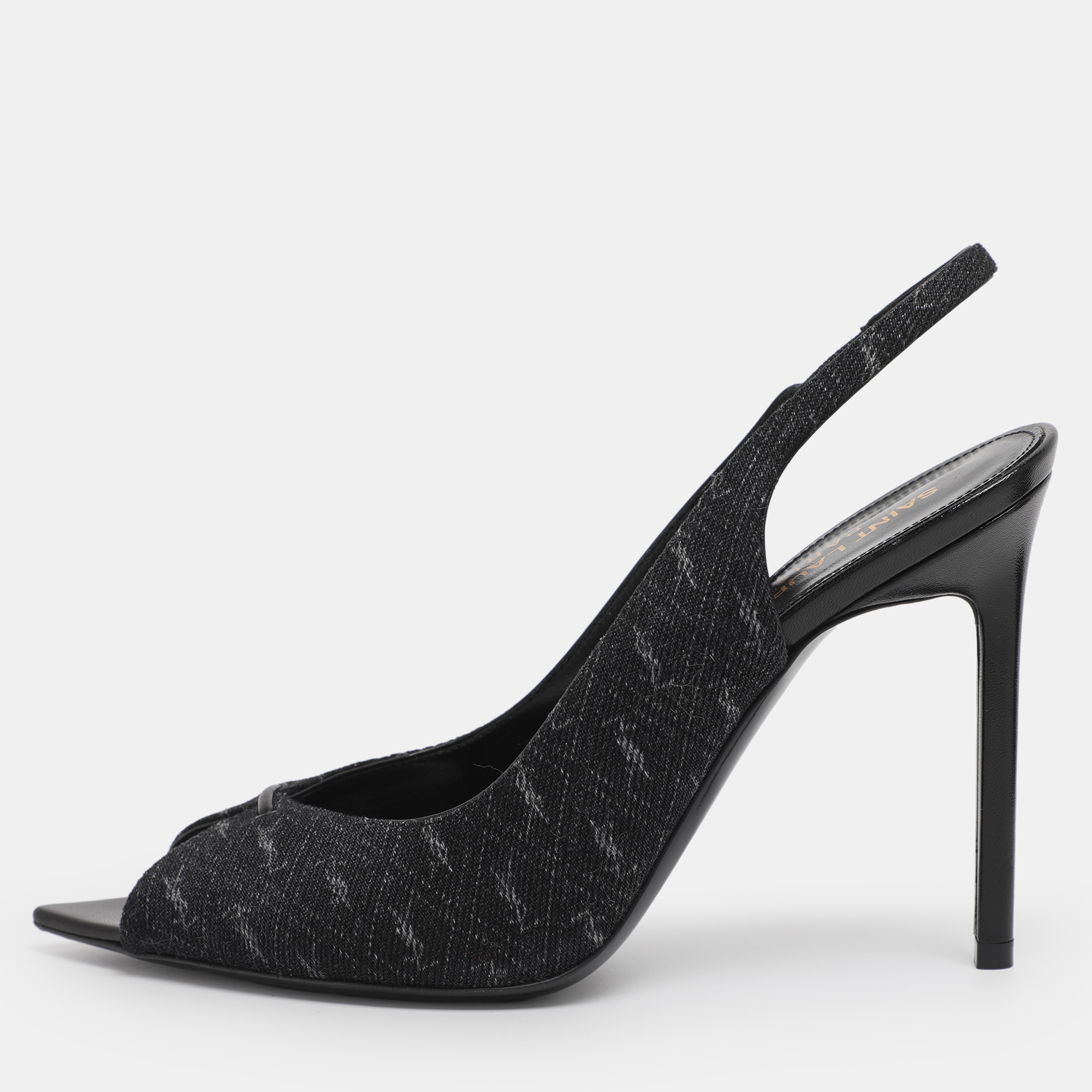 

Saint Laurent Paris Dark Grey Denim Lola Slingback Sandals Size 37