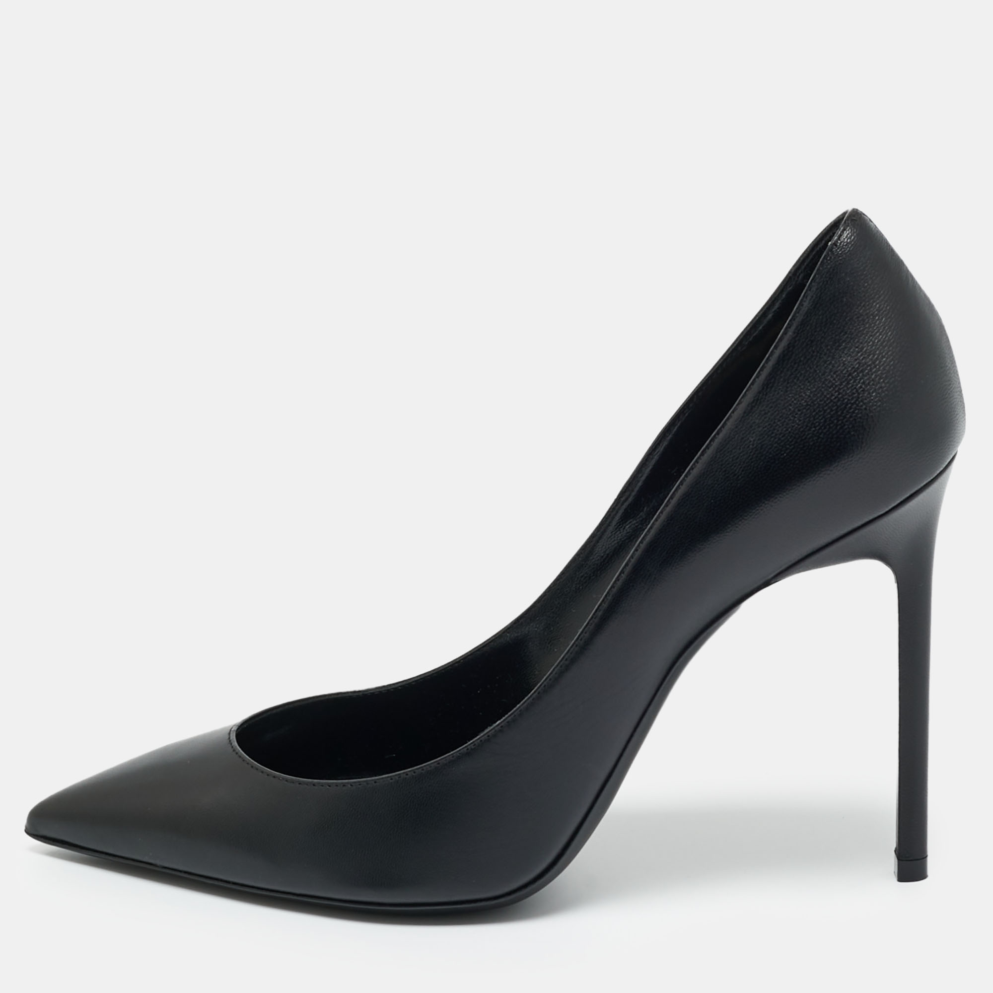 Pre-owned Saint Laurent Black Leather Anja Pumps Size 39.5