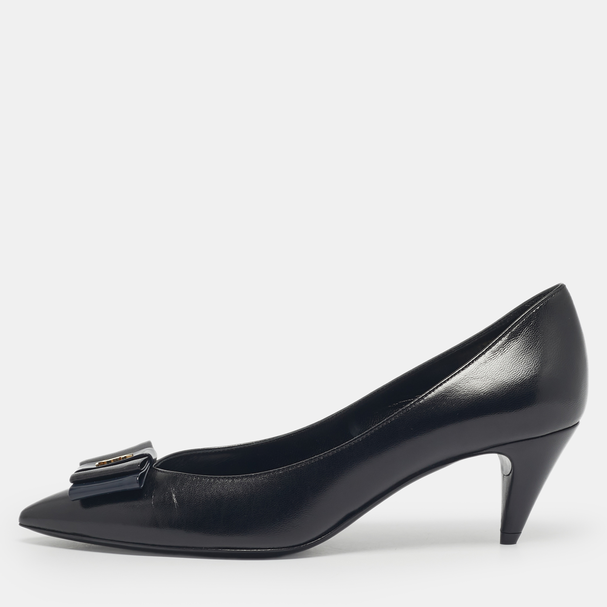 

Saint Laurent Black Leather Anai Pumps Size