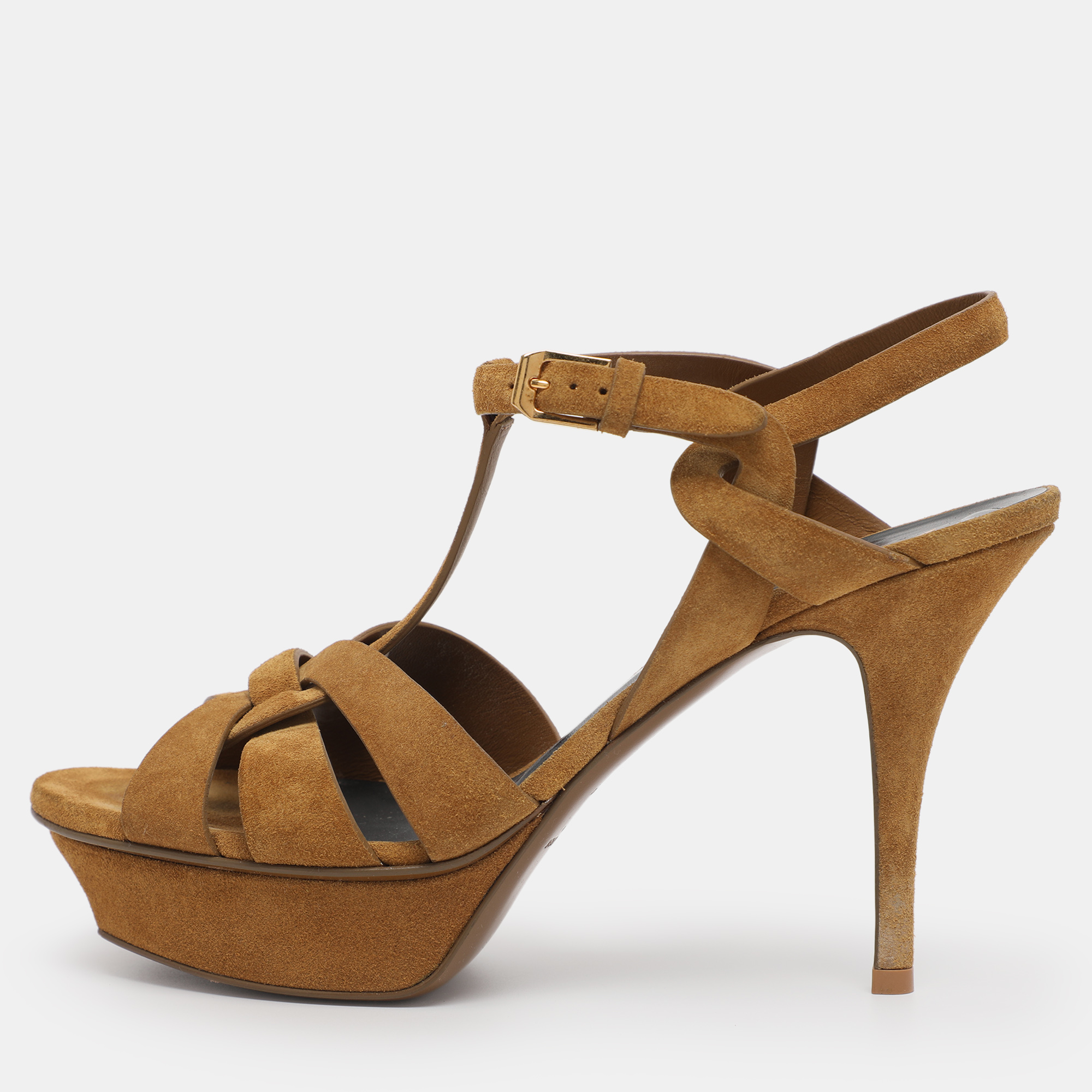 

Saint Laurent Mustard Suede Tribute Sandals Size 39, Yellow