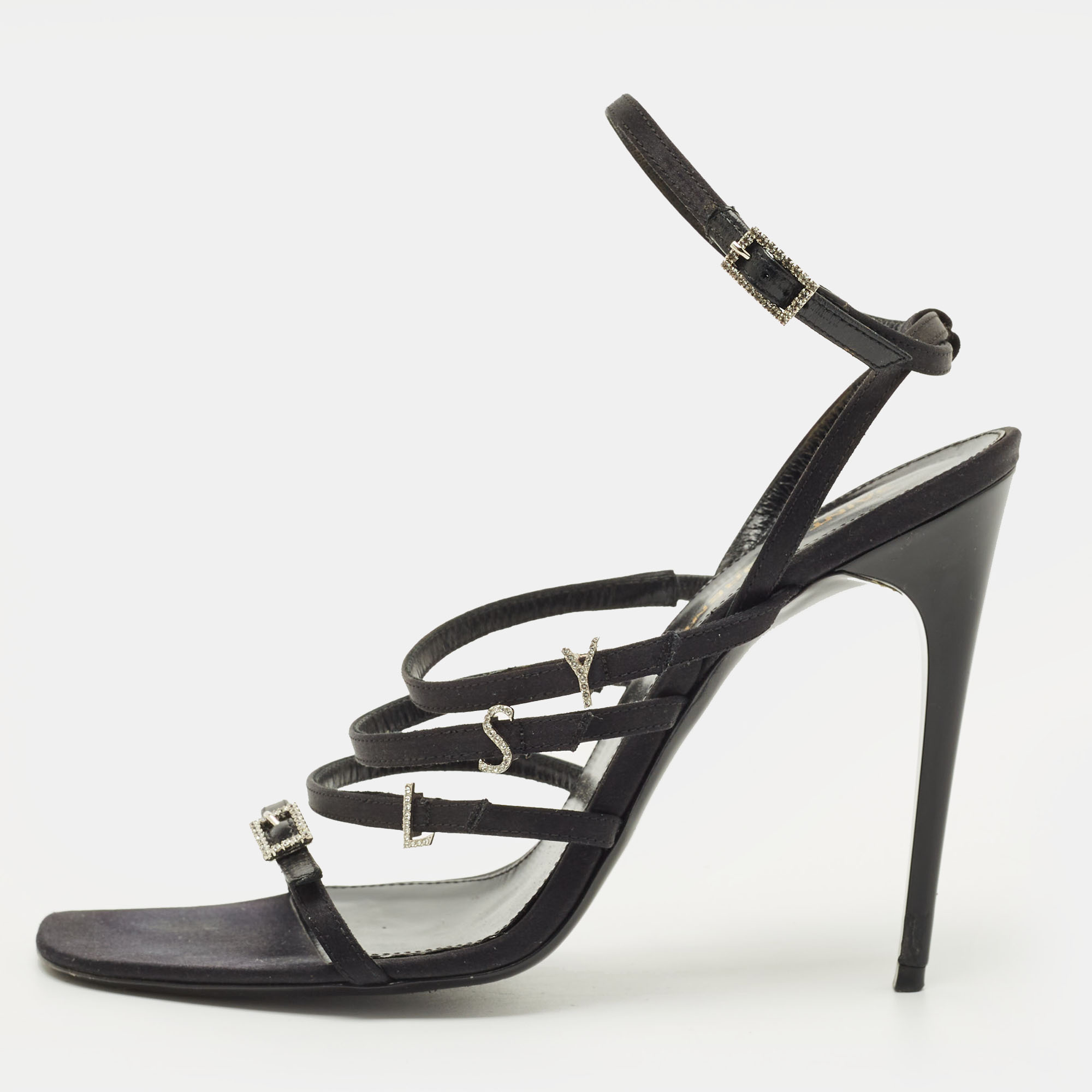 

Saint Laurent Jerry Size  Black Satin Ankle Strap Sandals