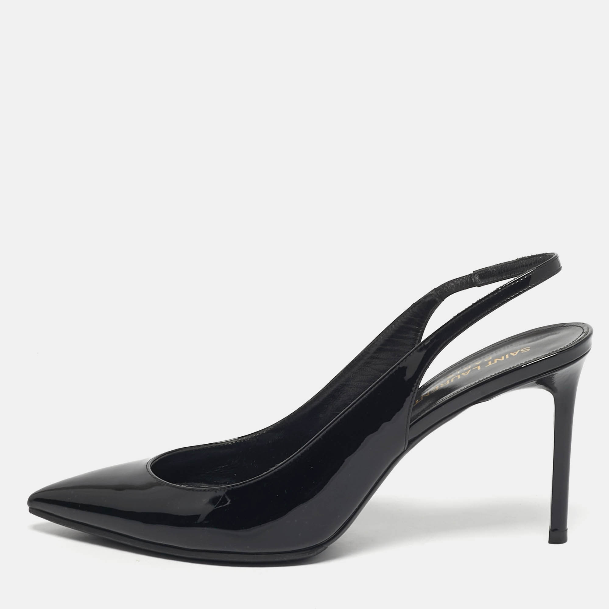 

Saint Laurent Anja Size  Black Patent Leather Slimgback Pumps