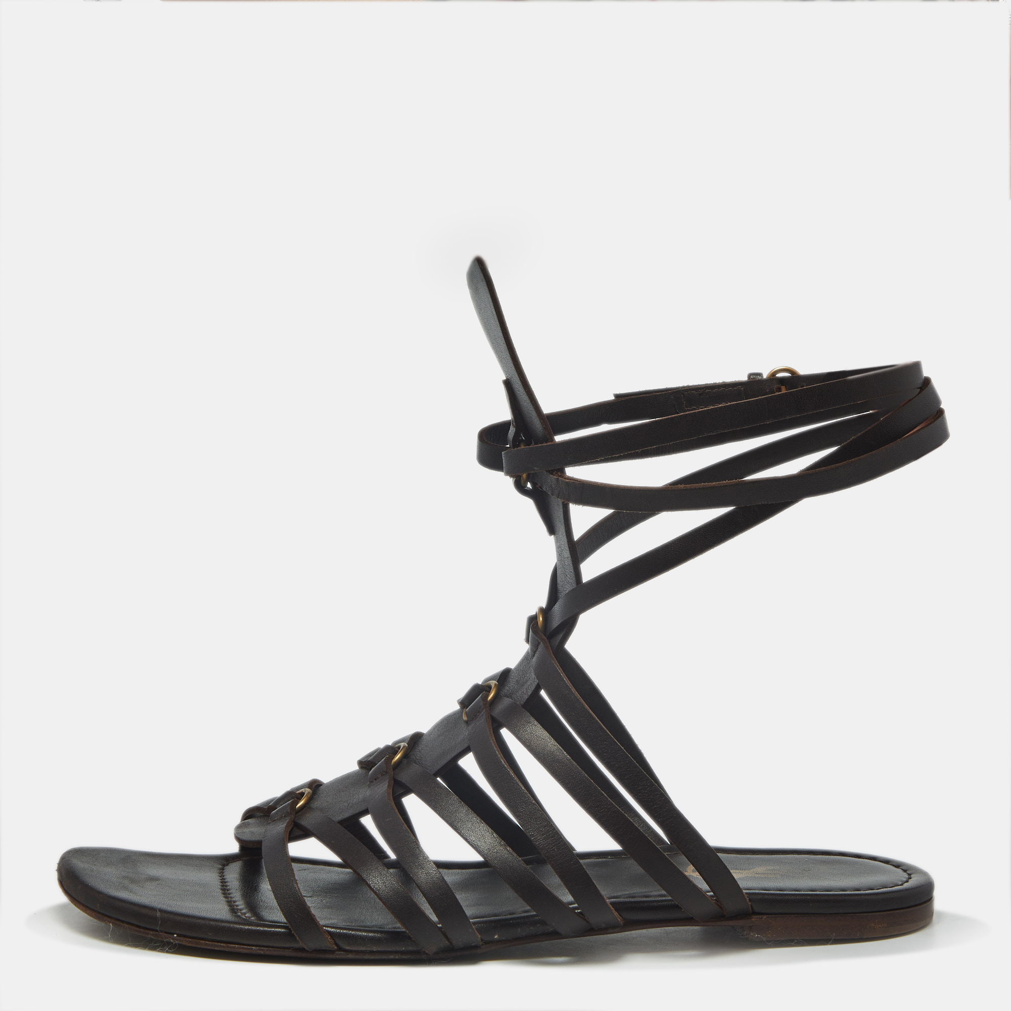 

Saint Laurent Size  Brown Leather Gladiator Sandals