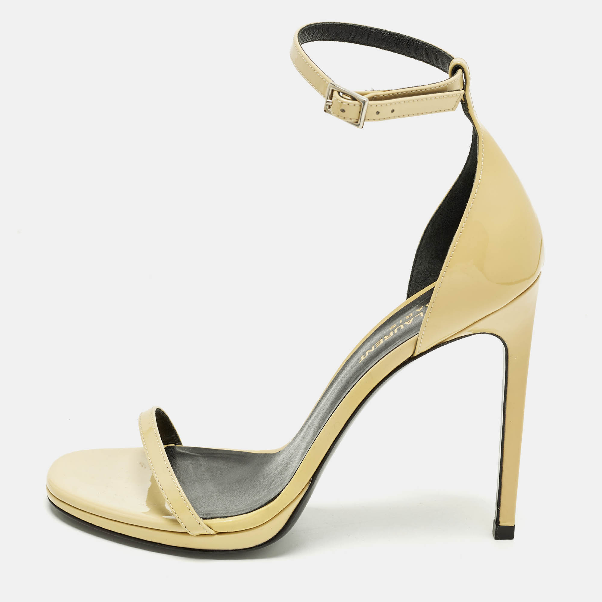 

Saint Laurent Jane Size  Beige Patent Leather Ankle Strap Sandals