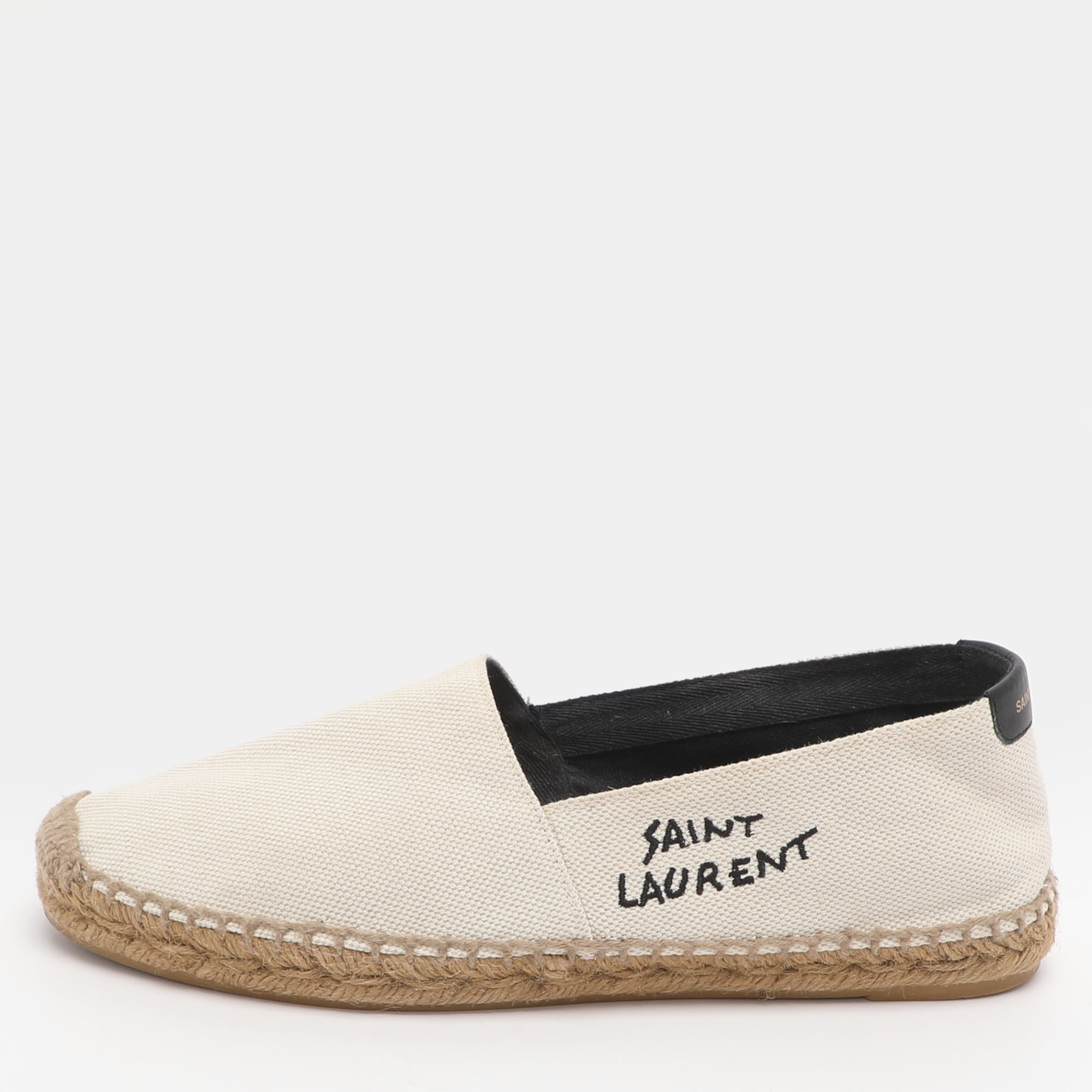 

Saint Laurent Size 38.5 Cream Canvas Espadrille Flats