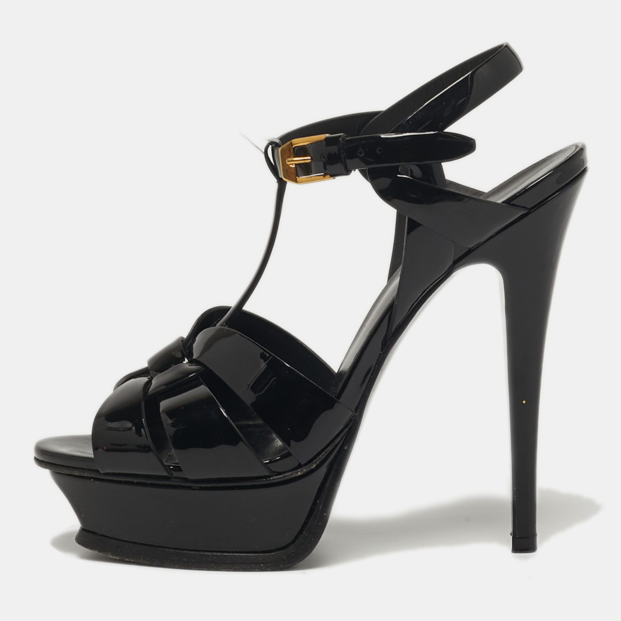 

Saint Laurent Tribute Size  Black Patent Leather Platform Sandals
