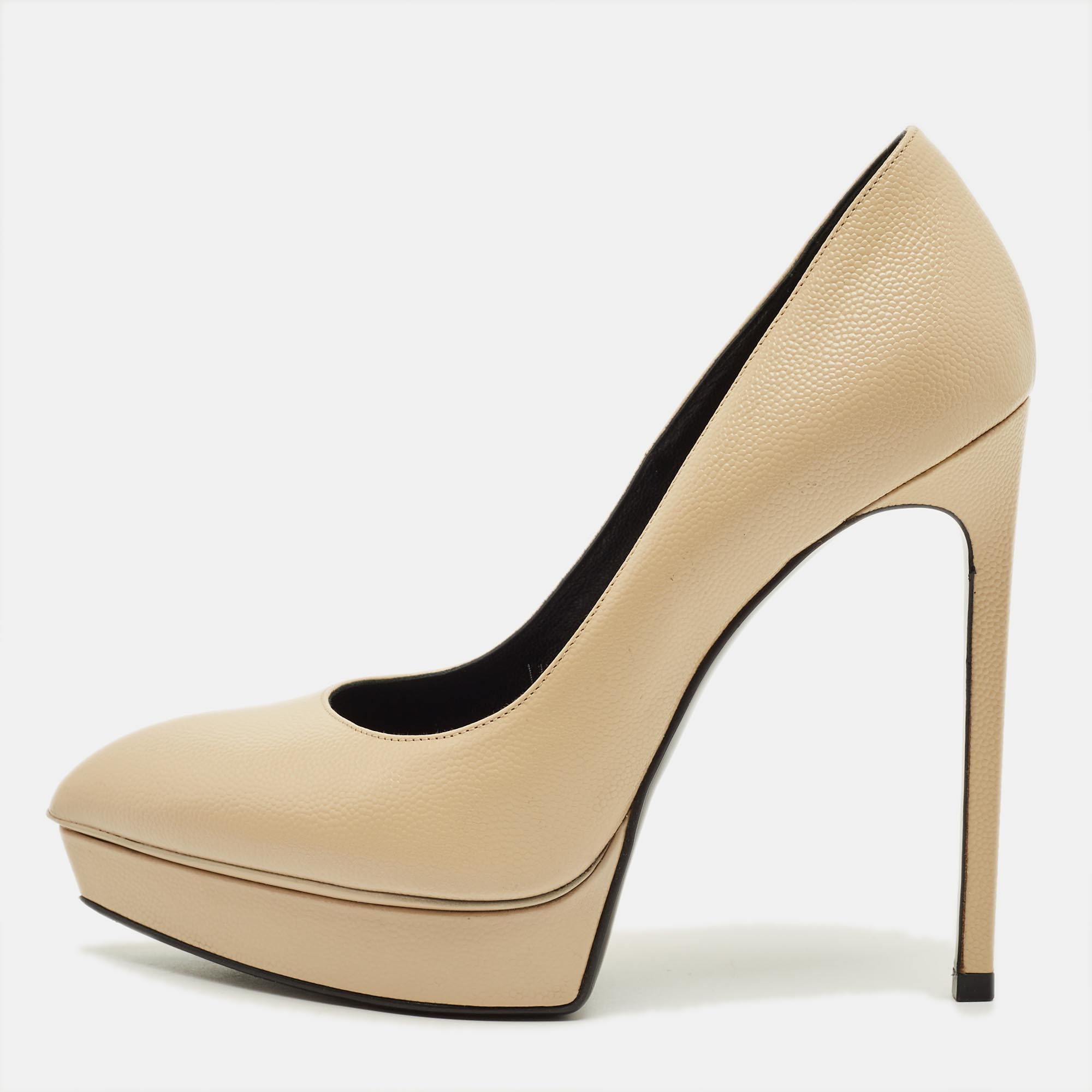 

Saint Laurent Janis Size  Beige Leather Platform Pumps
