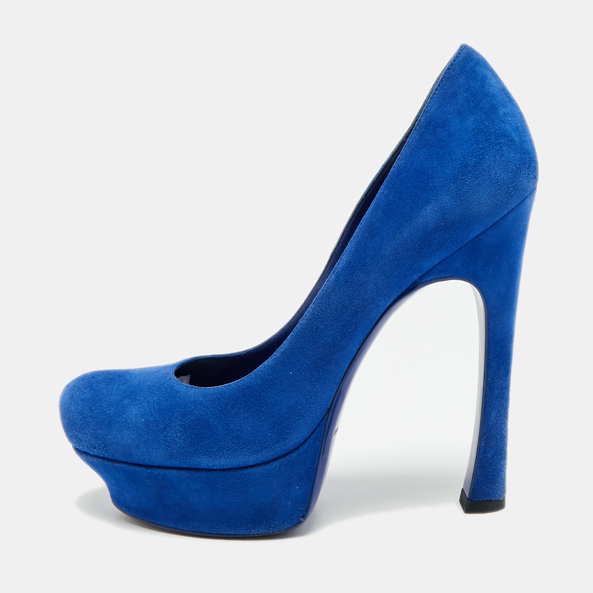 

Saint Laurent Palais Size  Blue Leather Platform Pumps