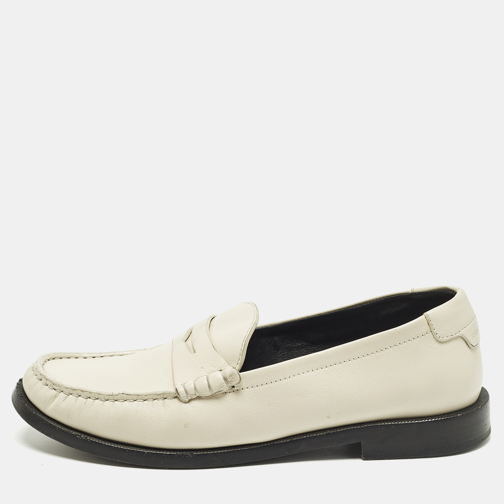 

Saint Laurent Size  Cream Leather Loafers