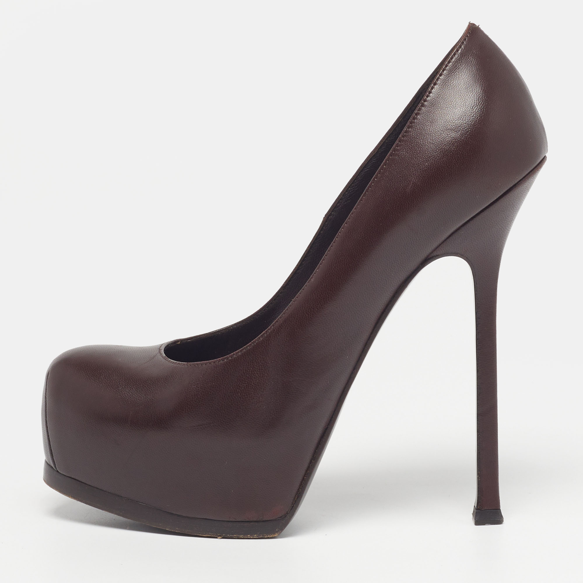 

Saint Laurent Tribtoo Size  Brown Leather Platform Pumps