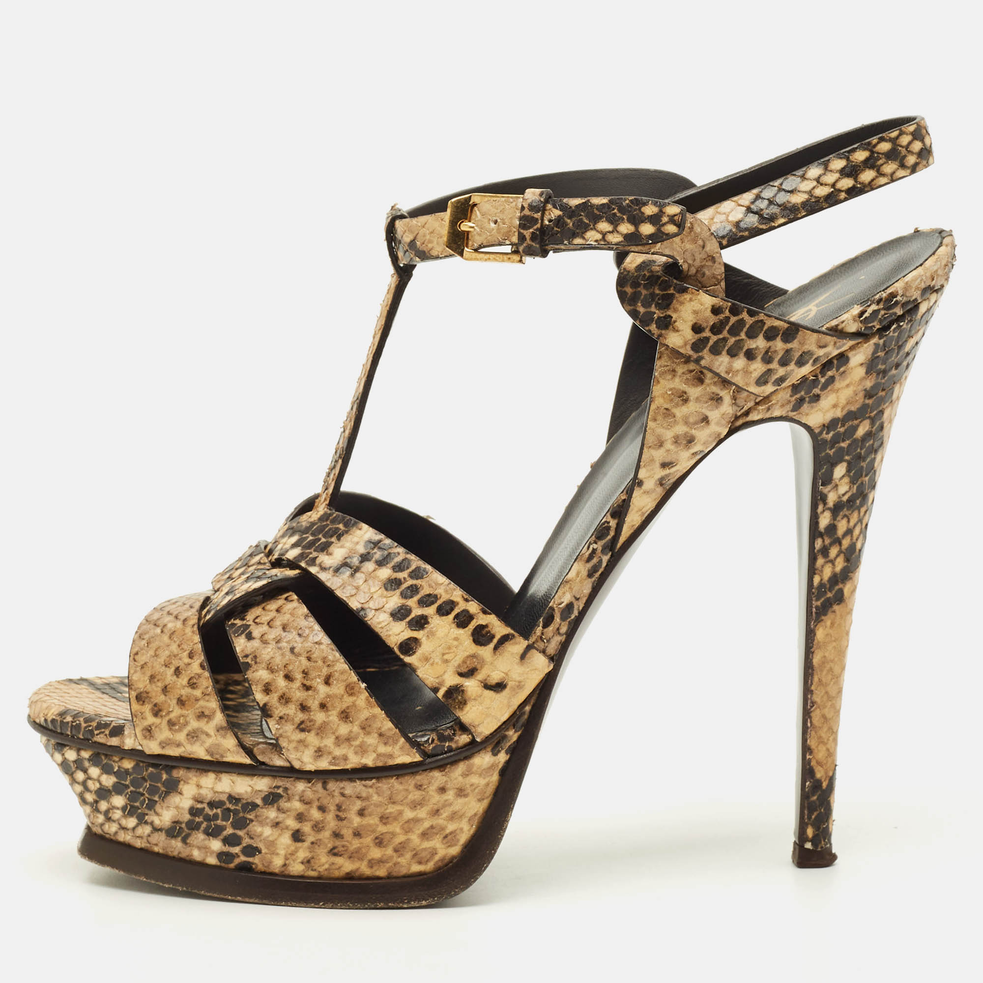

Saint Laurent Tribute Size  Multicolor Snakeskin Embossed Leather Platform Sandals