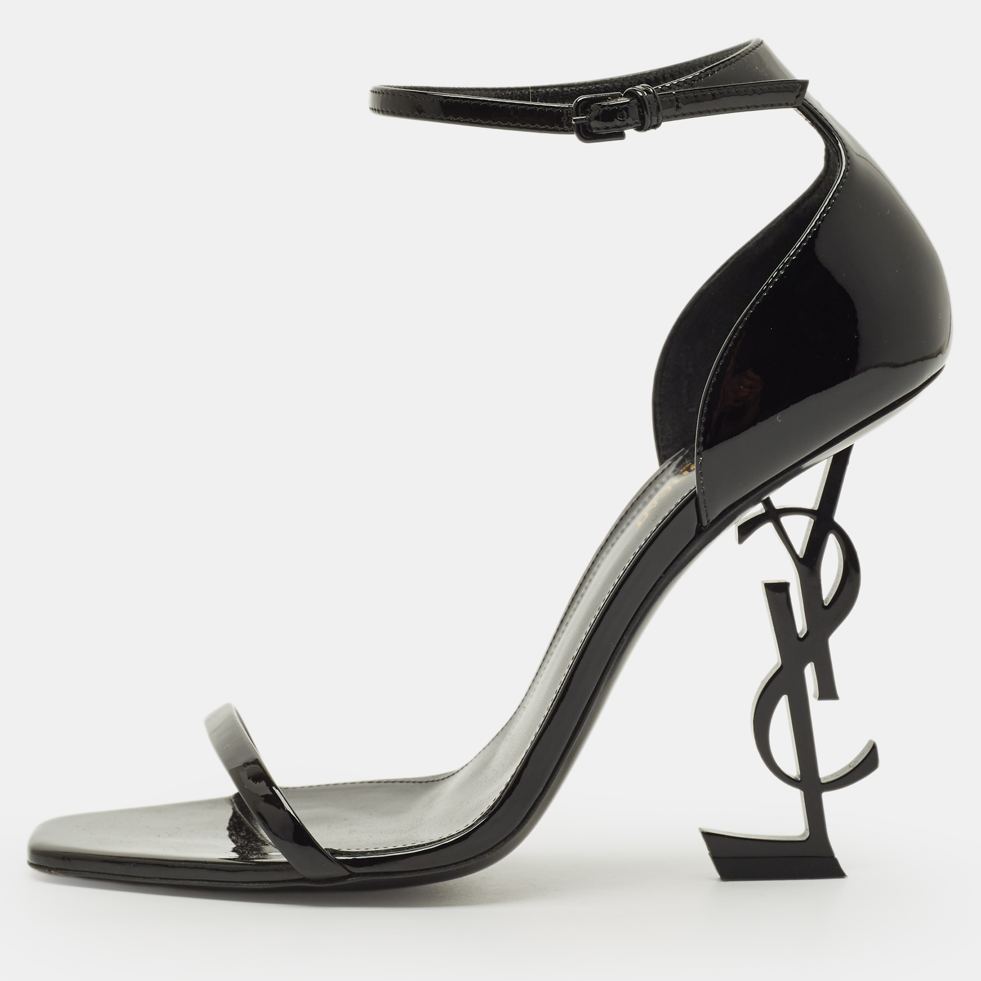 

Saint Laurent Opyum Size  Black Patent Leather Ankle Strap Sandals