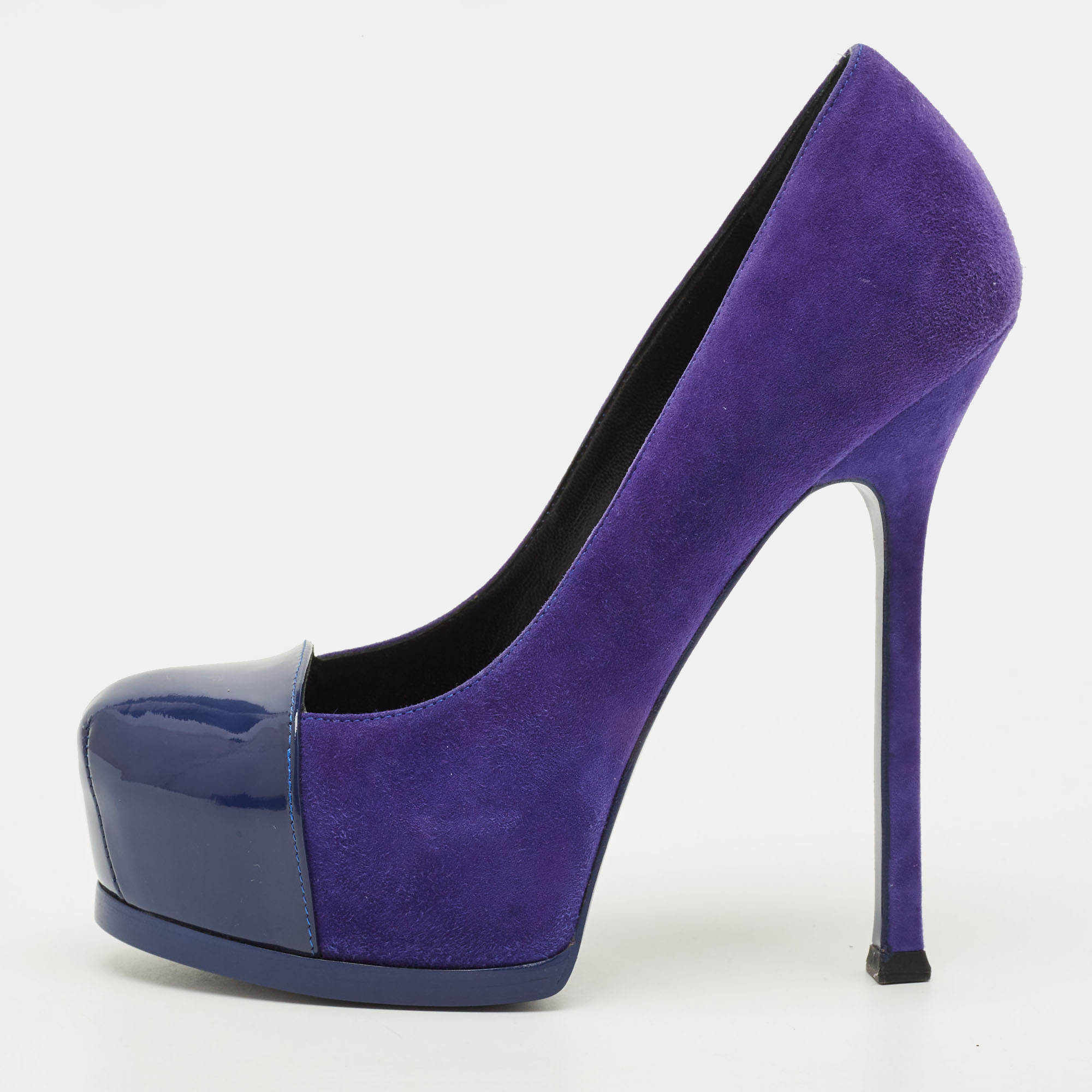 

Saint Laurent Paris Tribtoo Size  Blue Suede Platform Pumps