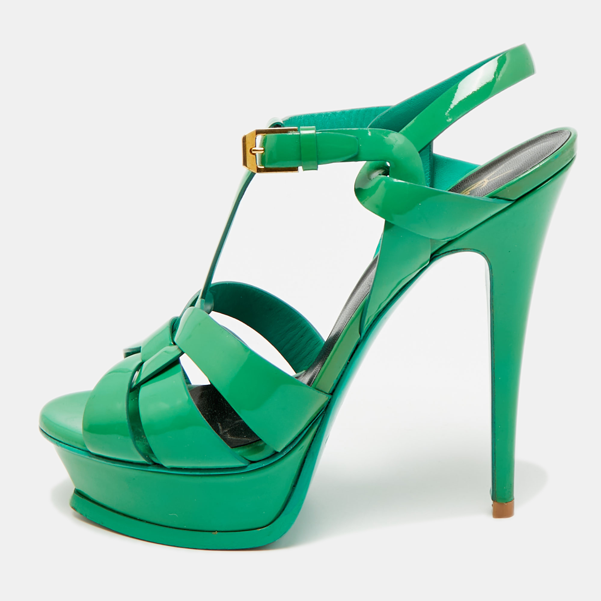 

Saint Laurent Tribute Size  Green Patent Leather Platform Sandals