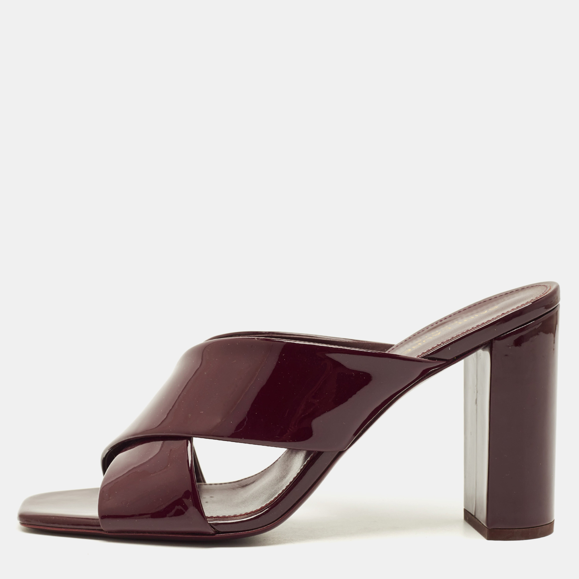 

Saint Laurent Loulou Size  Burgundy Patent Leather Sandals