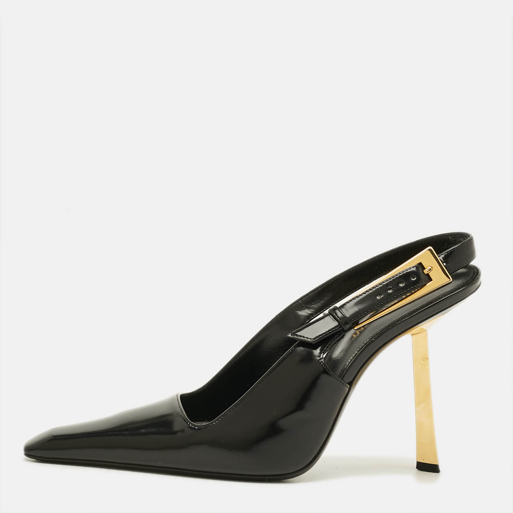 

Saint Laurent Lee Size  Black Leather Slingback Pumps