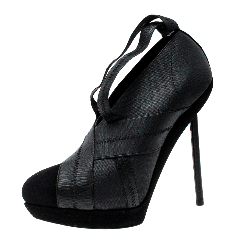 

Saint Laurent Black Suede And Elastic Bandage Booties Size