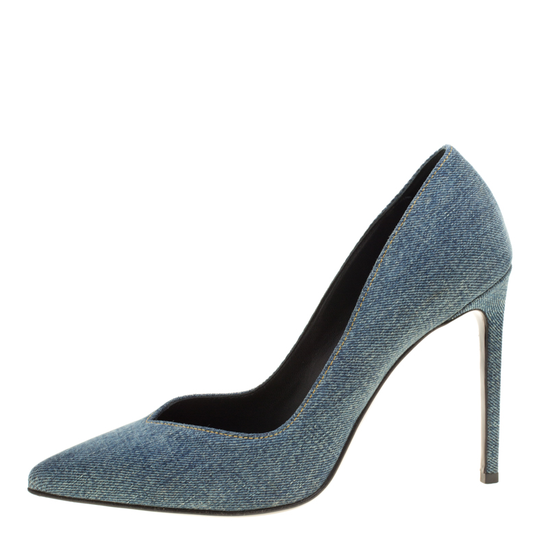 

Saint Laurent Paris Light Wash Denim Skinny Pointed Toe Pumps Size, Blue