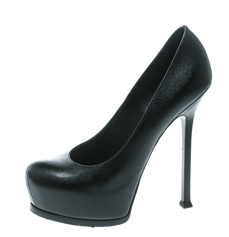 

Saint Laurent Paris Black Leather Tribtoo Platform Pumps Size